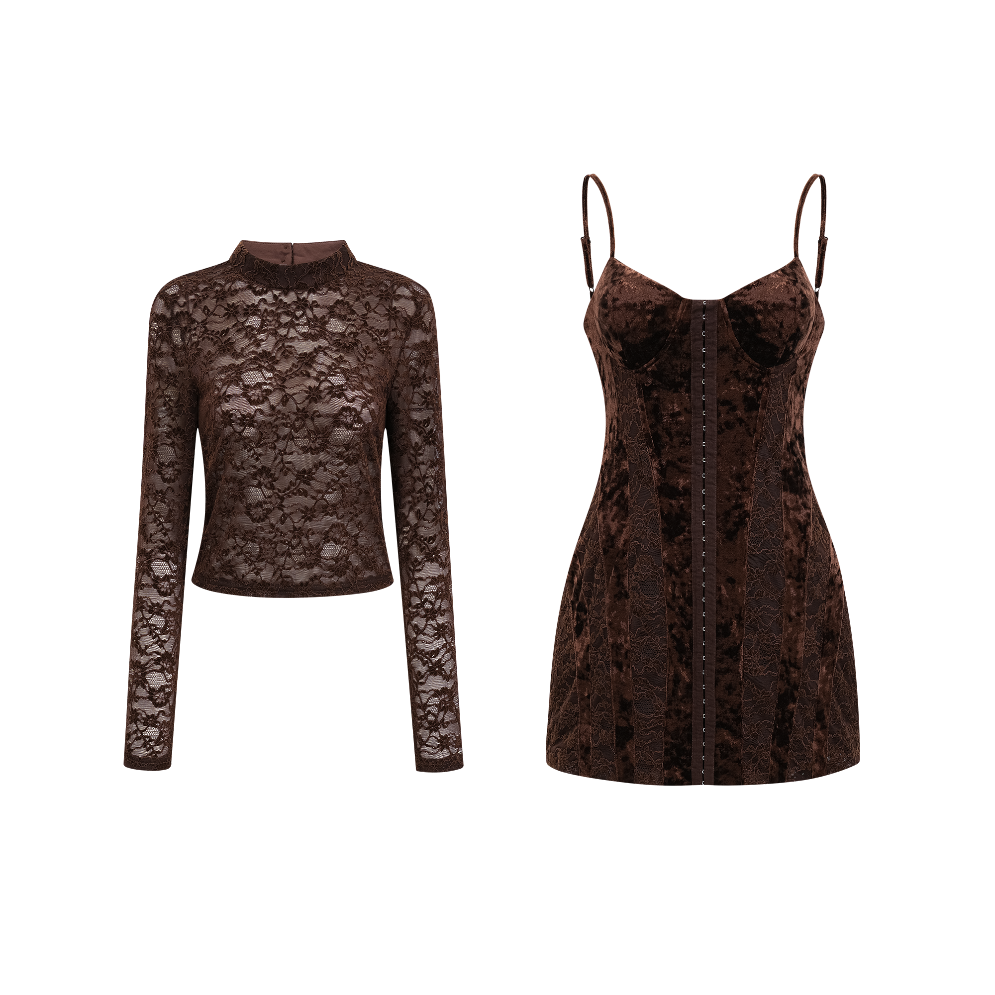 Fleur guipure-lace velvet mini dress