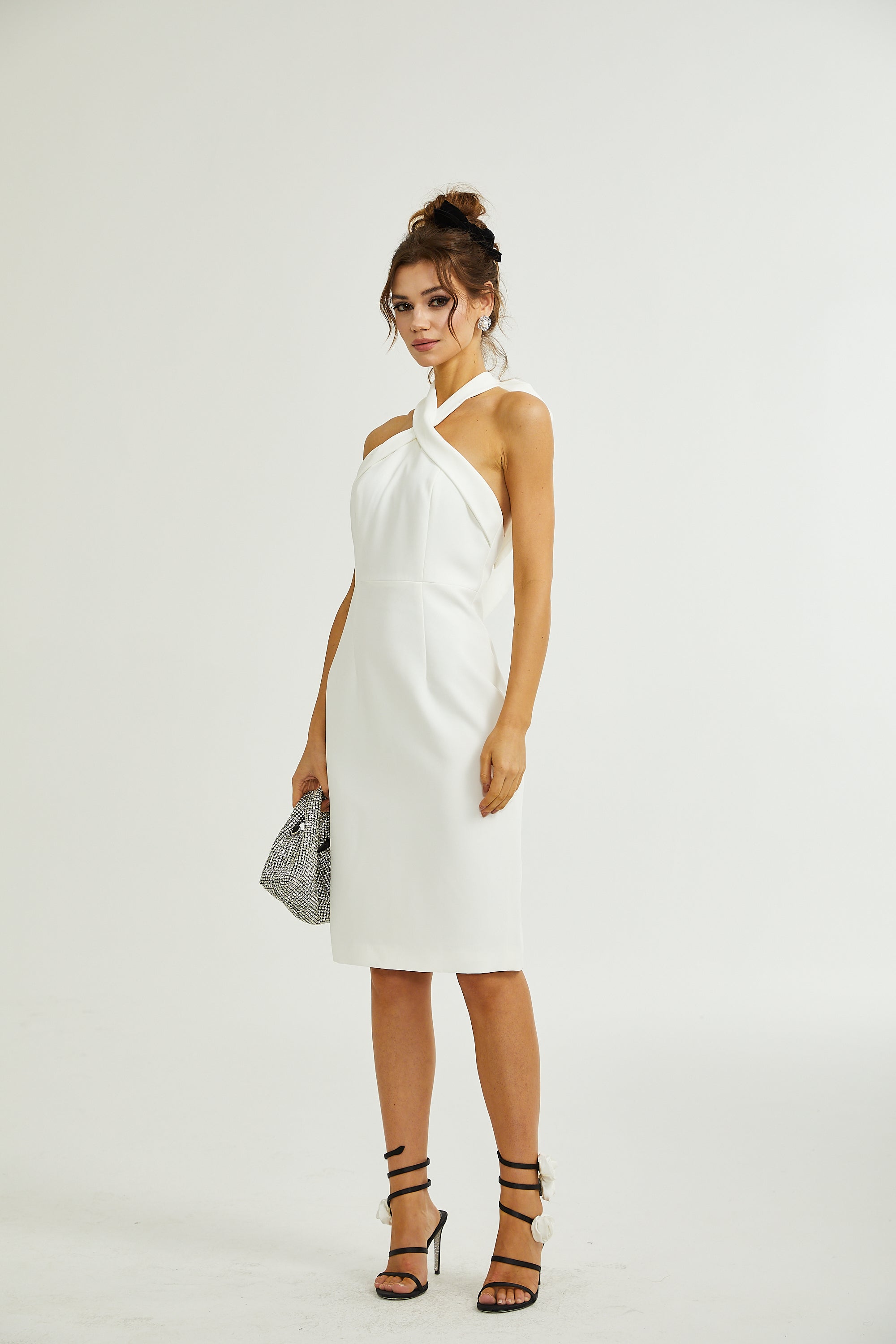 Azzurra crossover-strap midi dress