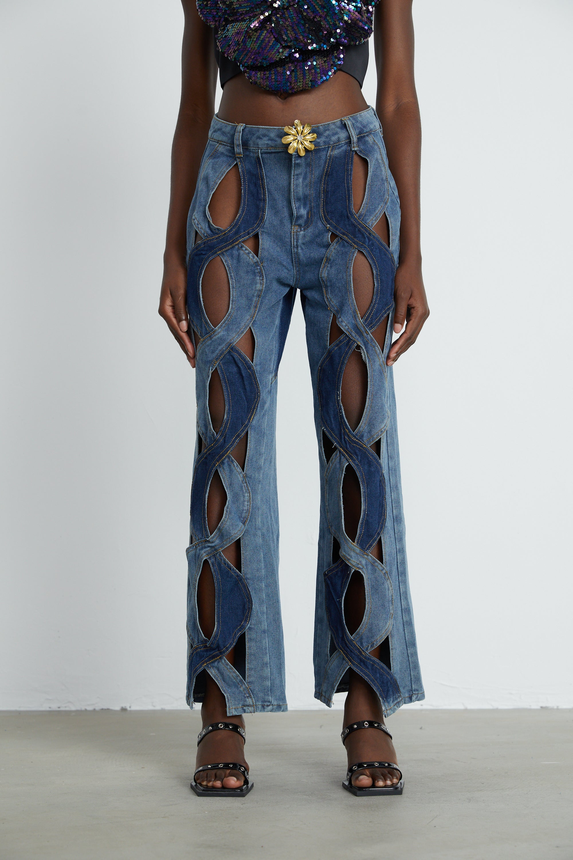 Blanche high-waist cut-out jeans