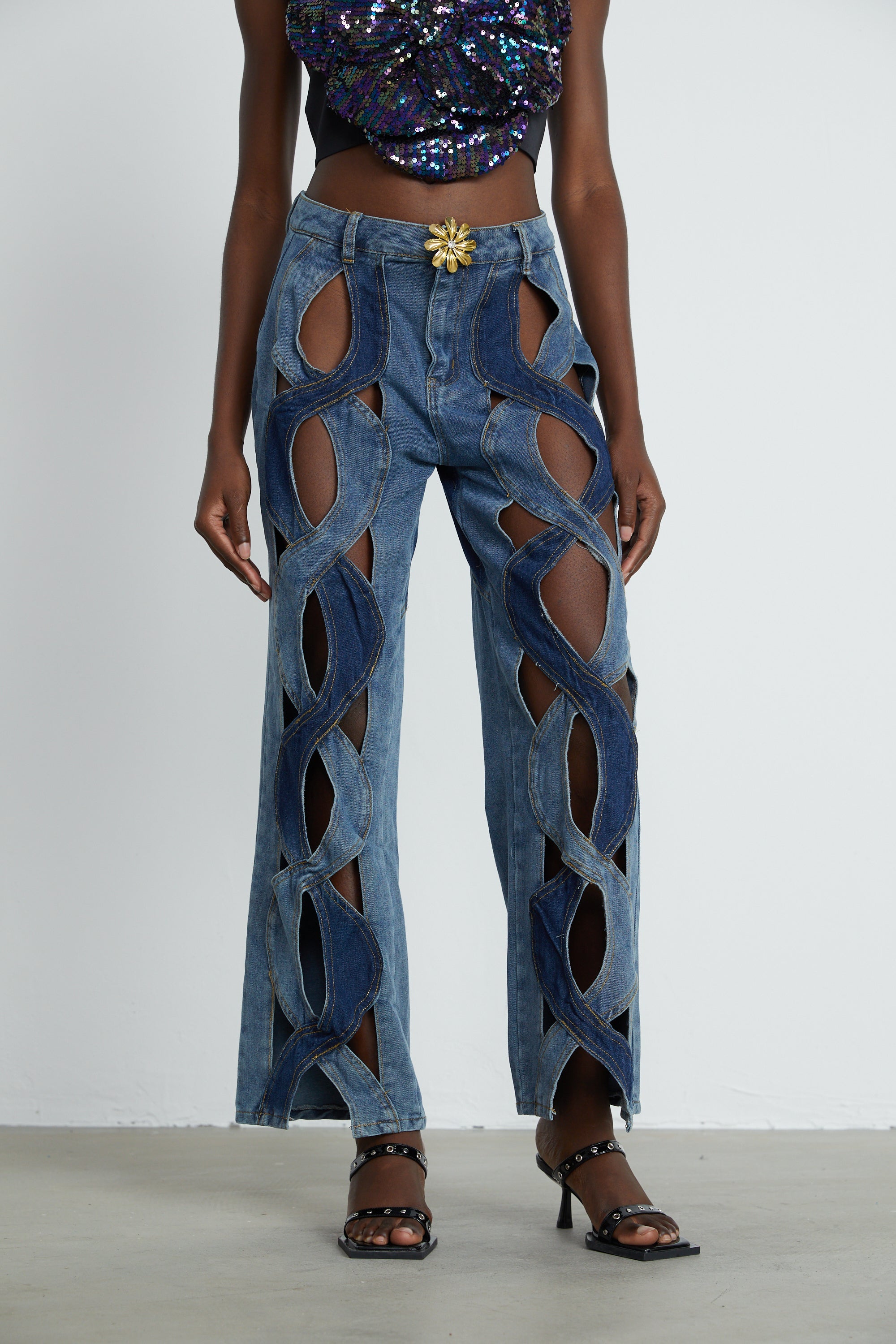 Blanche high-waist cut-out jeans