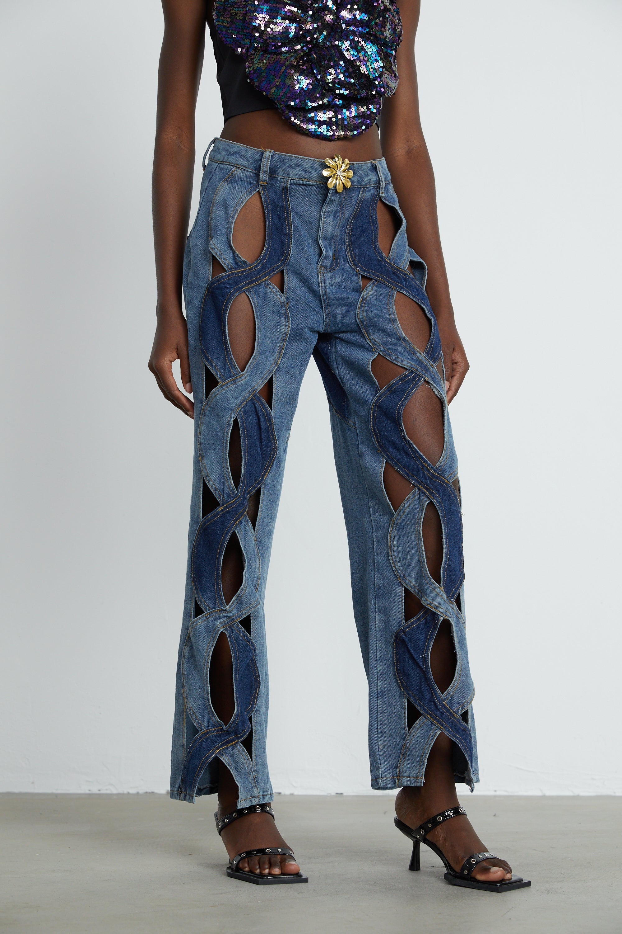 Blanche high-waist cut-out jeans