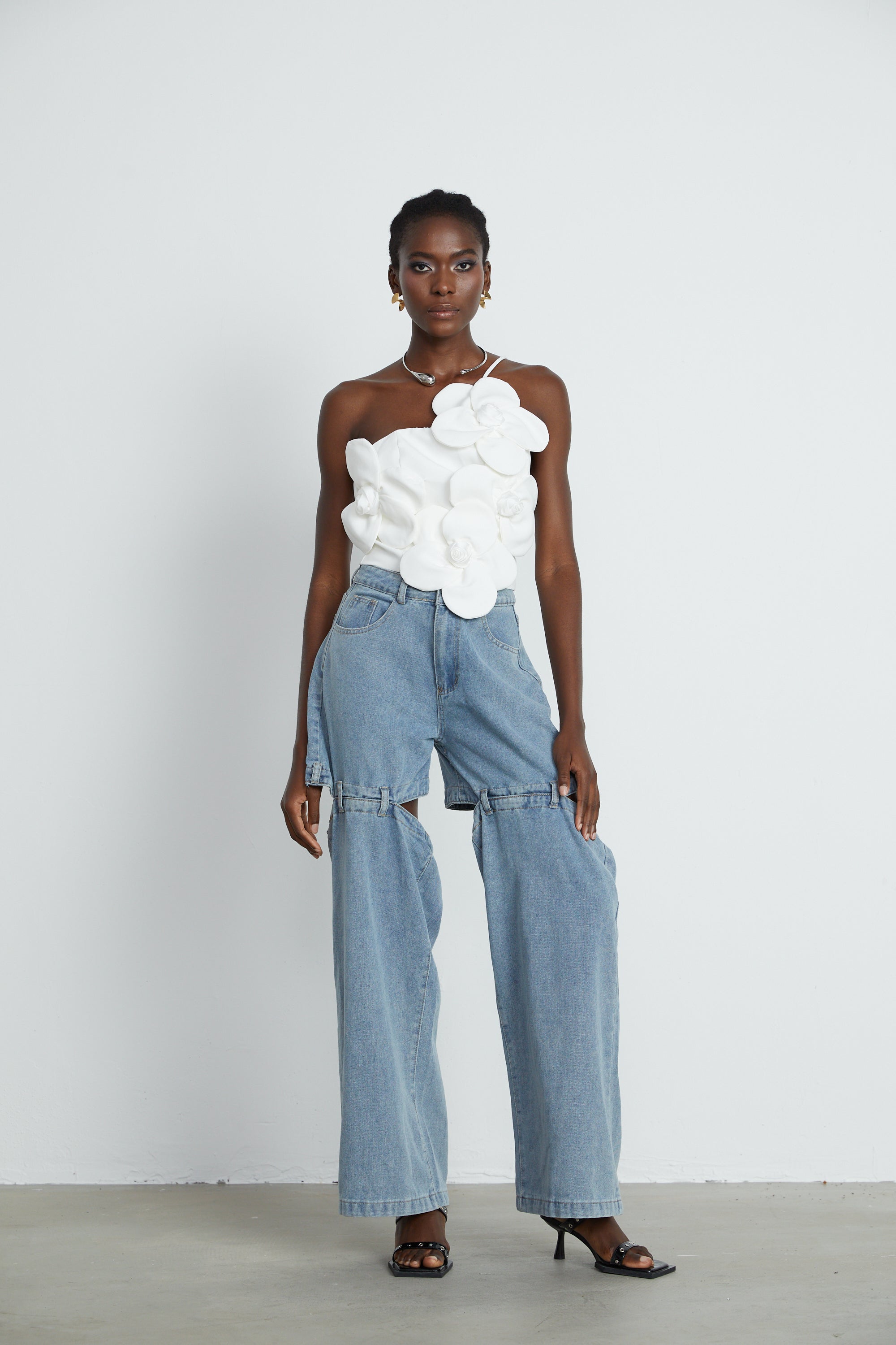 Céleste cut-out wide-leg jeans