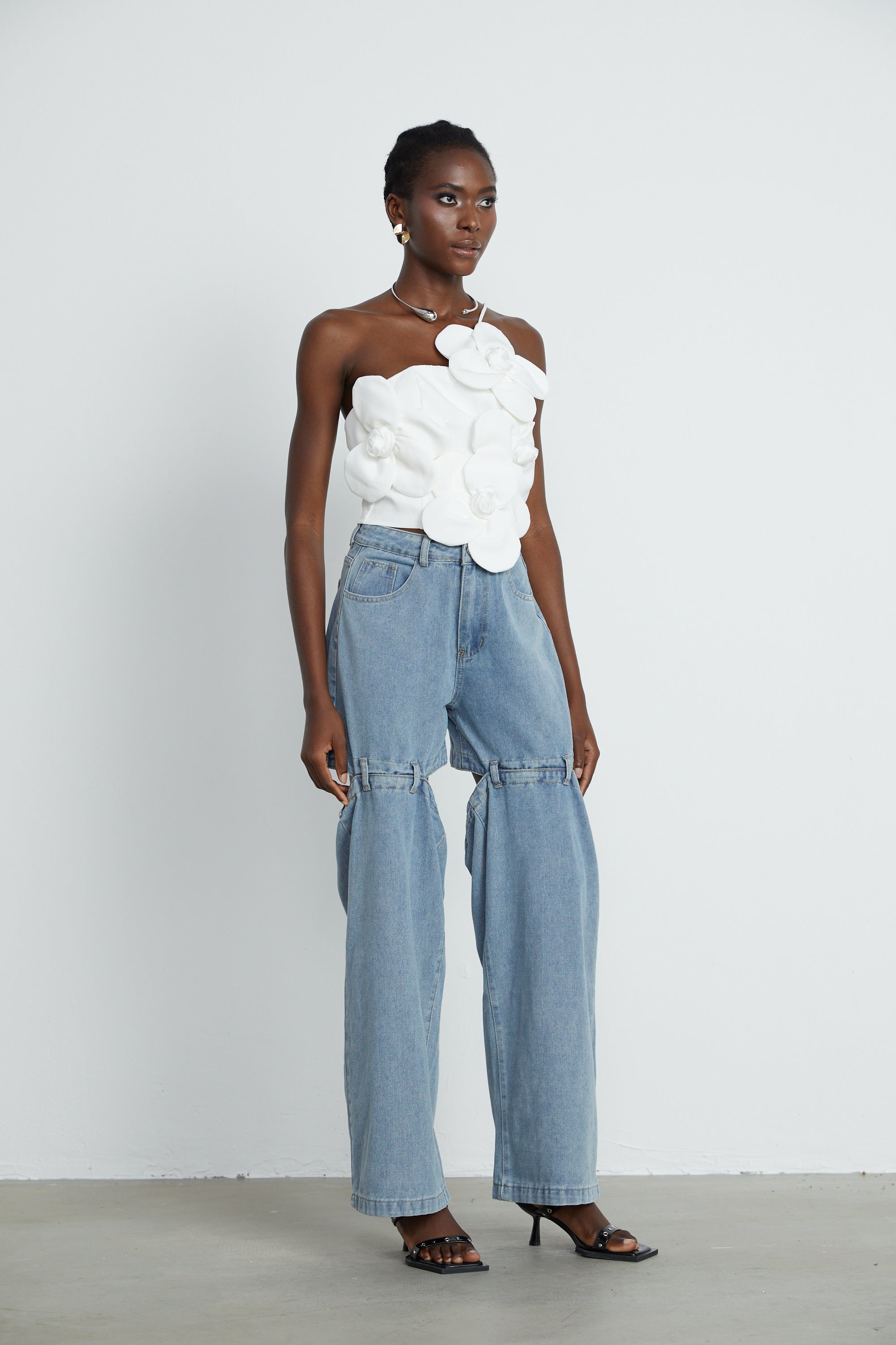 Céleste cut-out wide-leg jeans