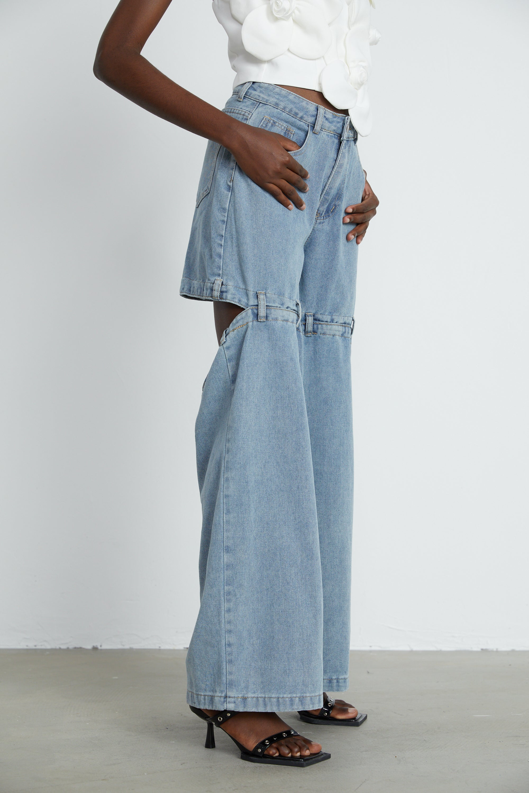 Céleste cut-out wide-leg jeans