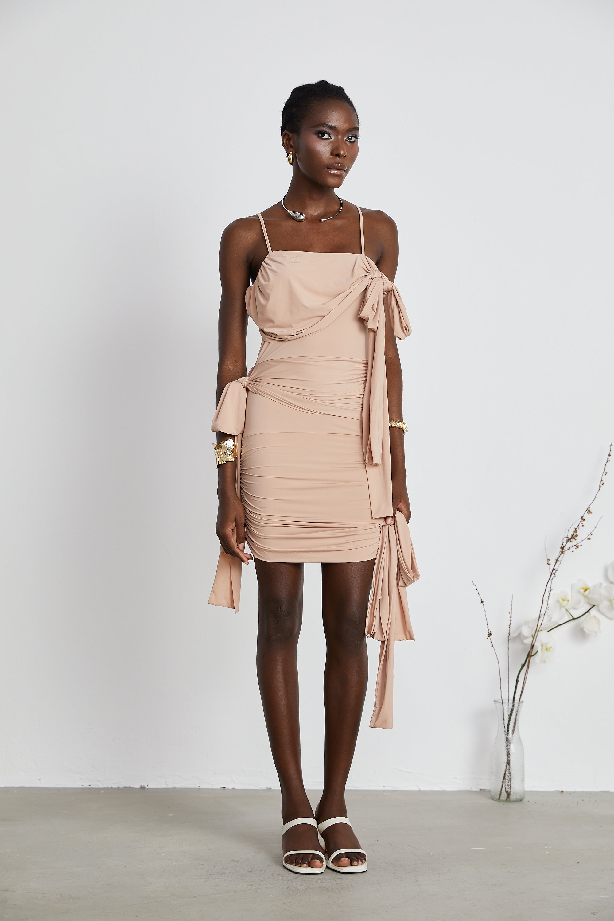 Vivien asymmetric sash-detailing mini dress