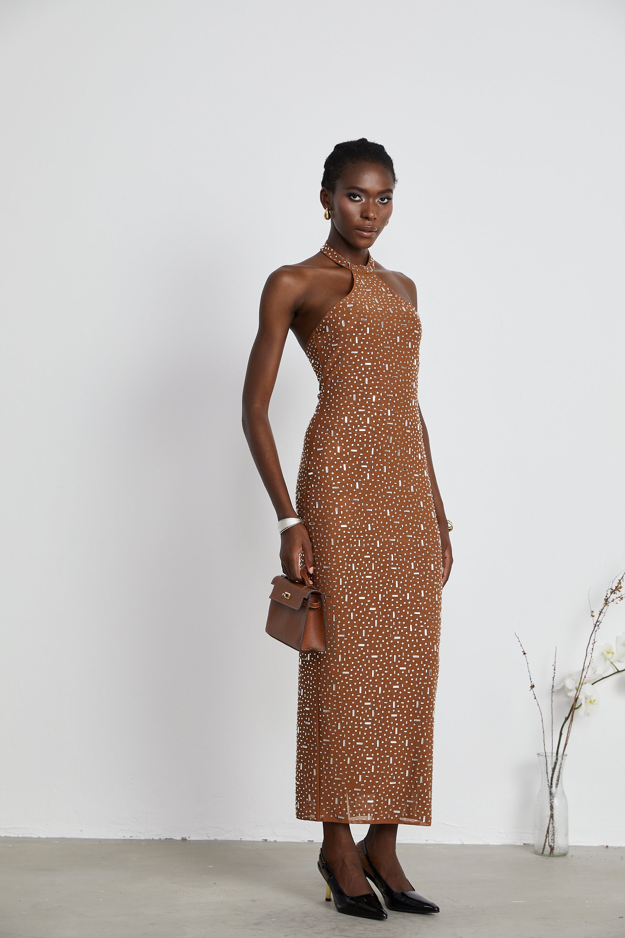 Désirée embellished halterneck maxi dress