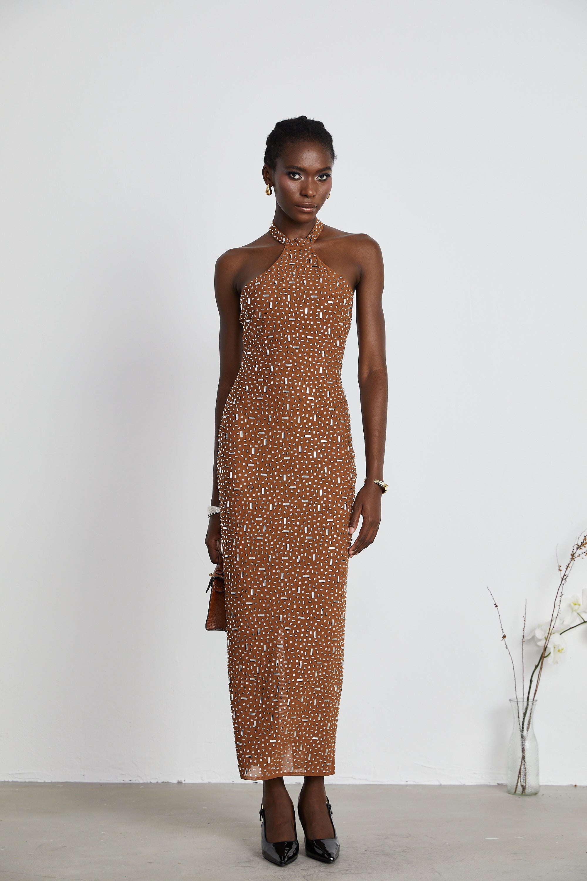 Désirée embellished halterneck maxi dress