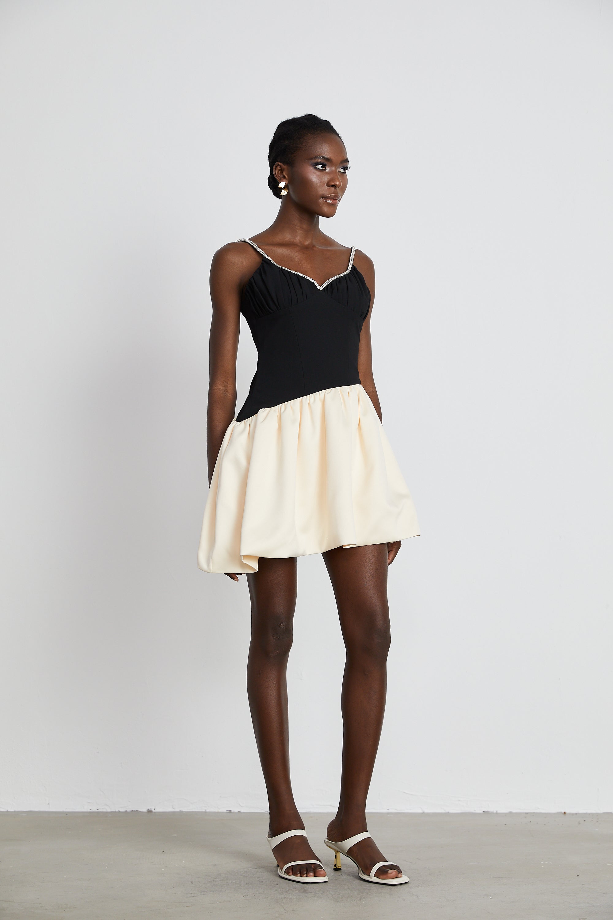 Sophie contrast colours embellished mini dress