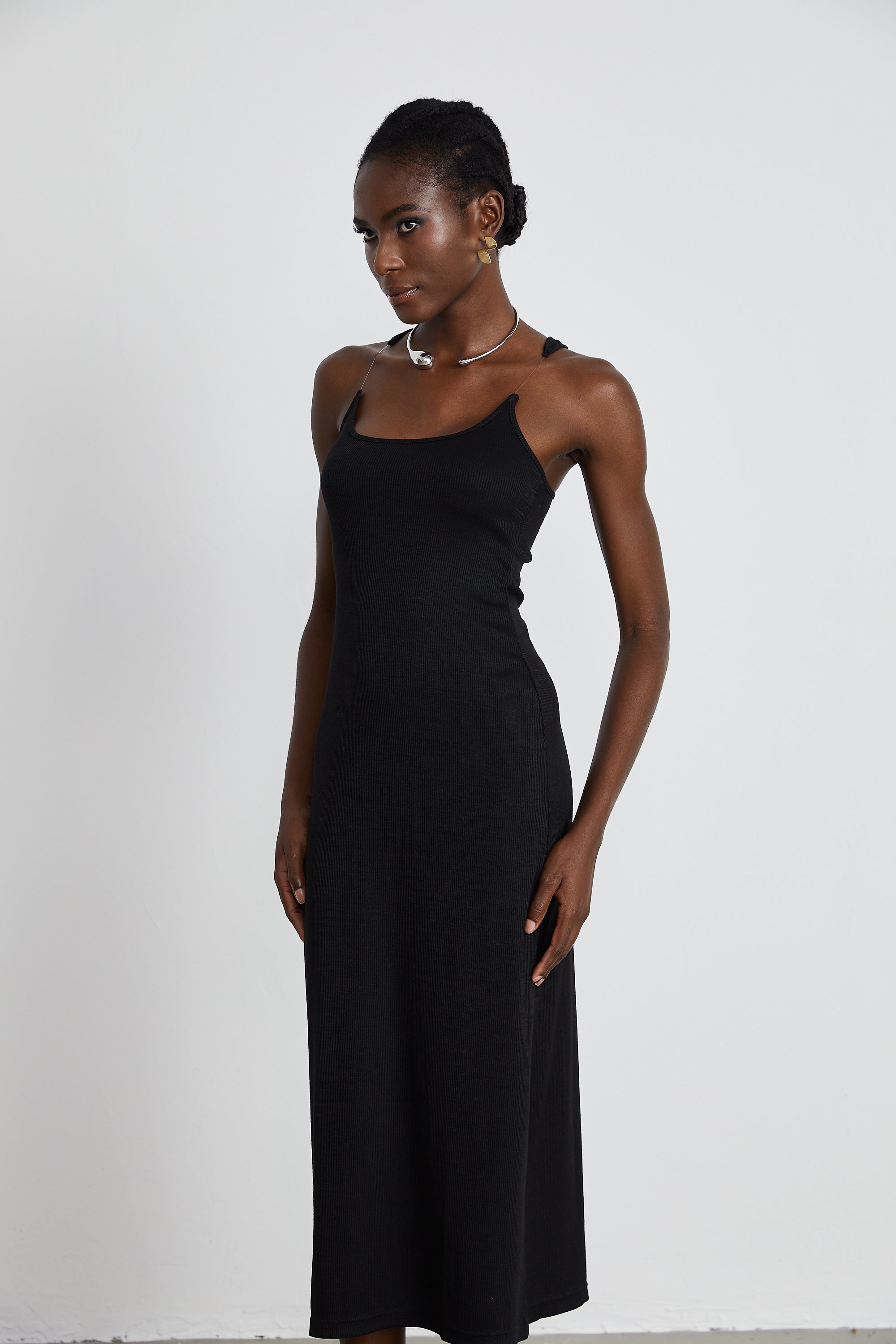 Madeleine invisible-strap ribbed maxi dress