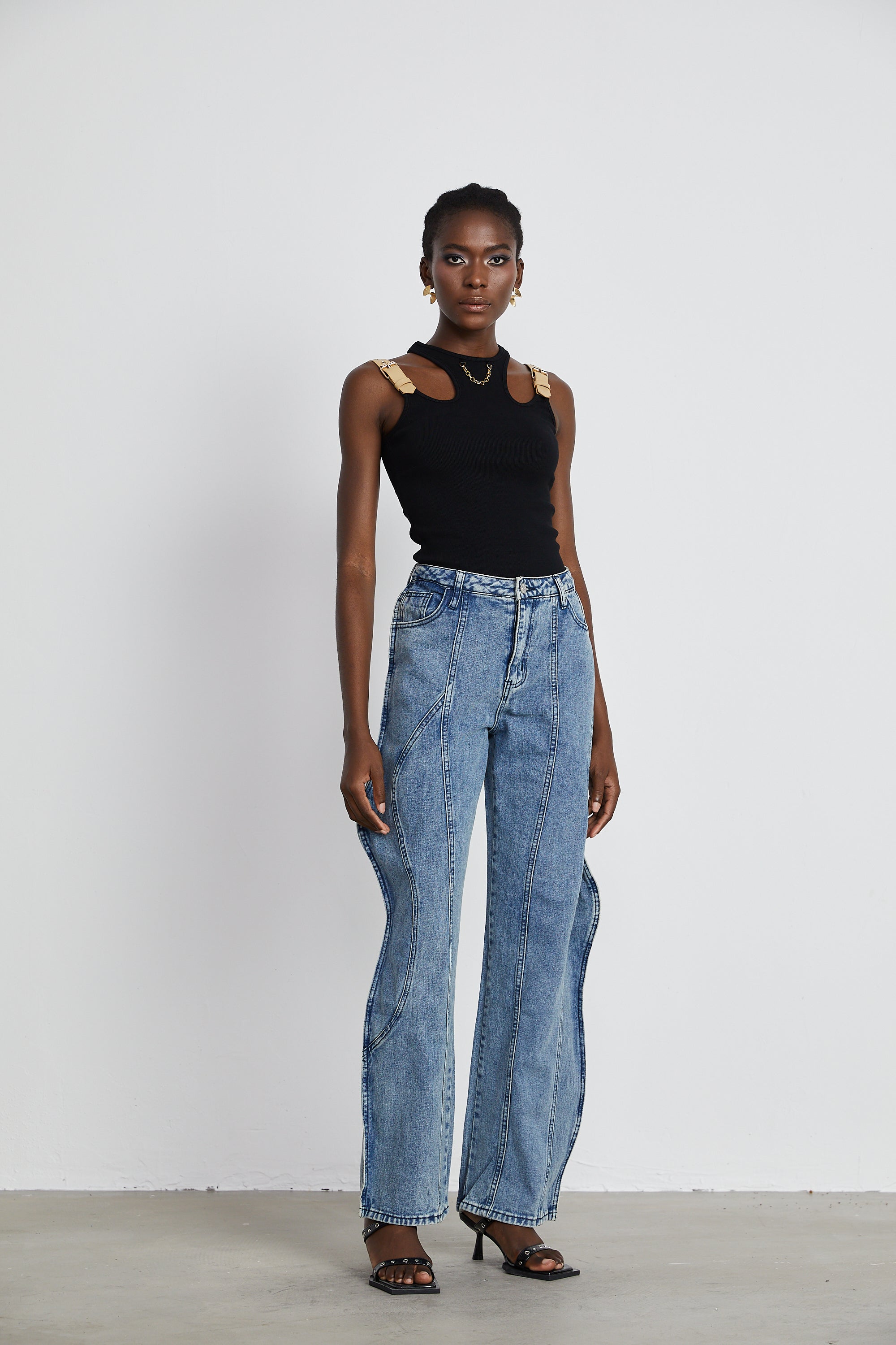 Brigitte asymmetric wide-leg jeans