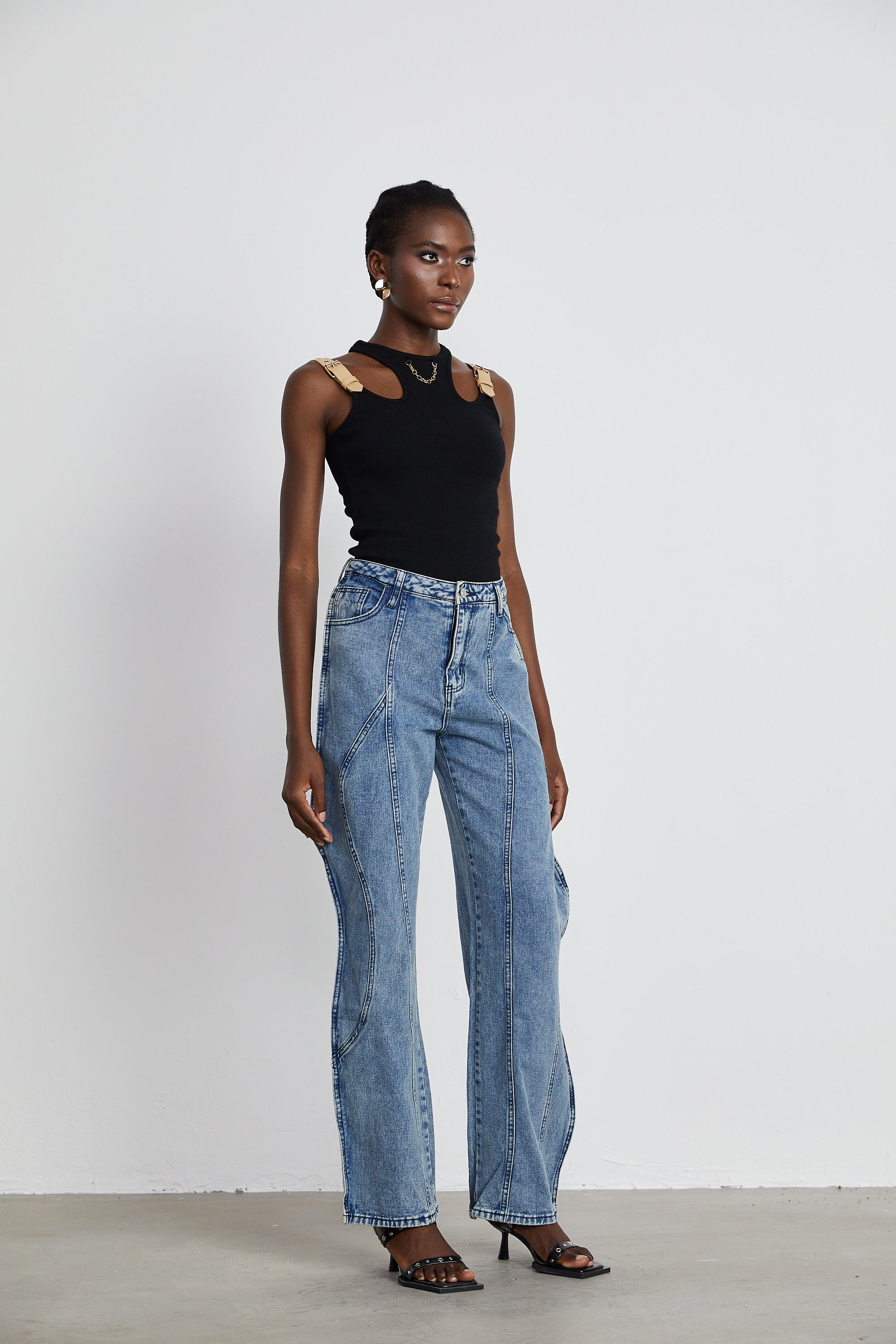 Brigitte asymmetric wide-leg jeans