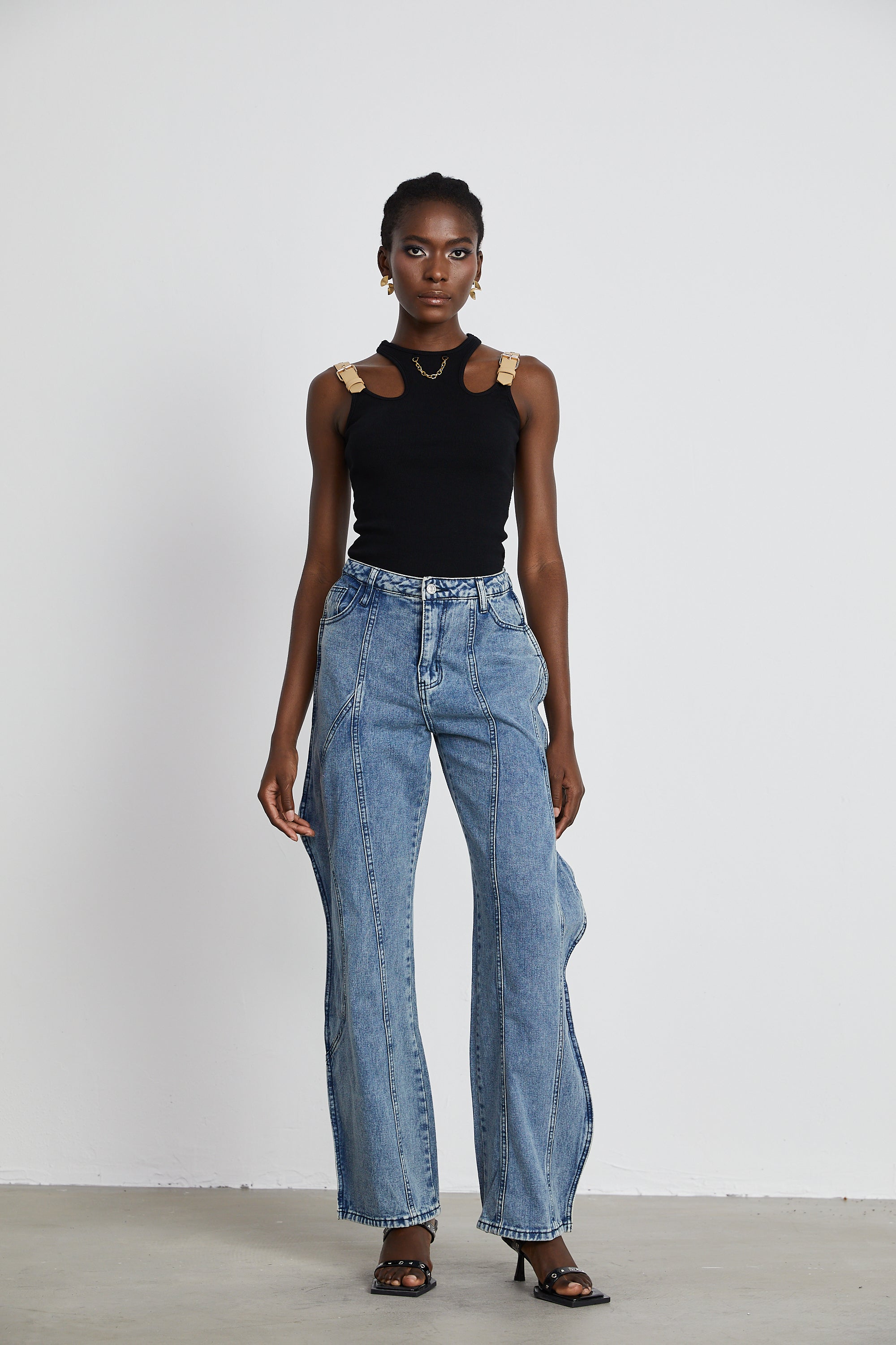 Brigitte asymmetric wide-leg jeans