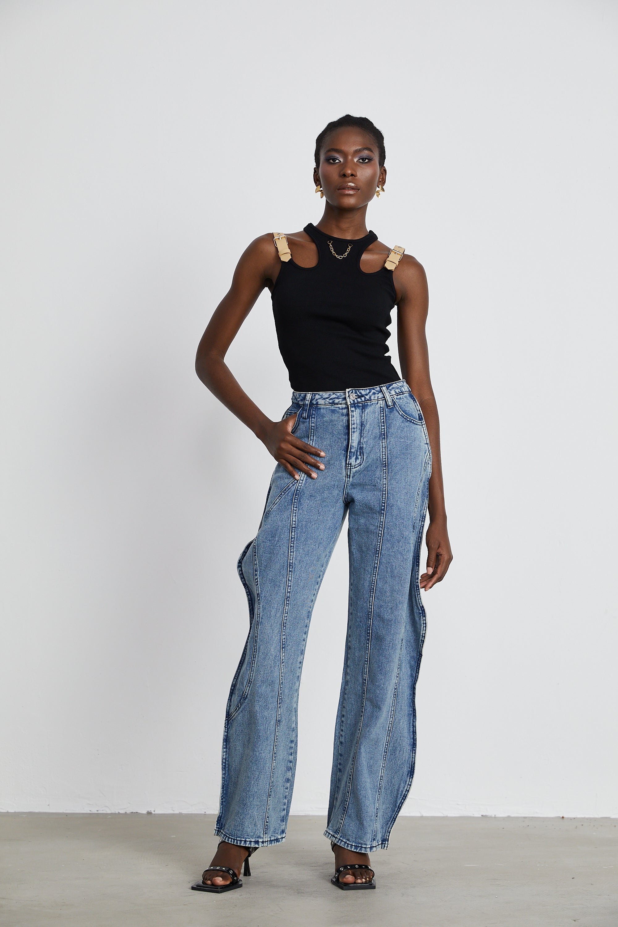 Brigitte asymmetric wide-leg jeans