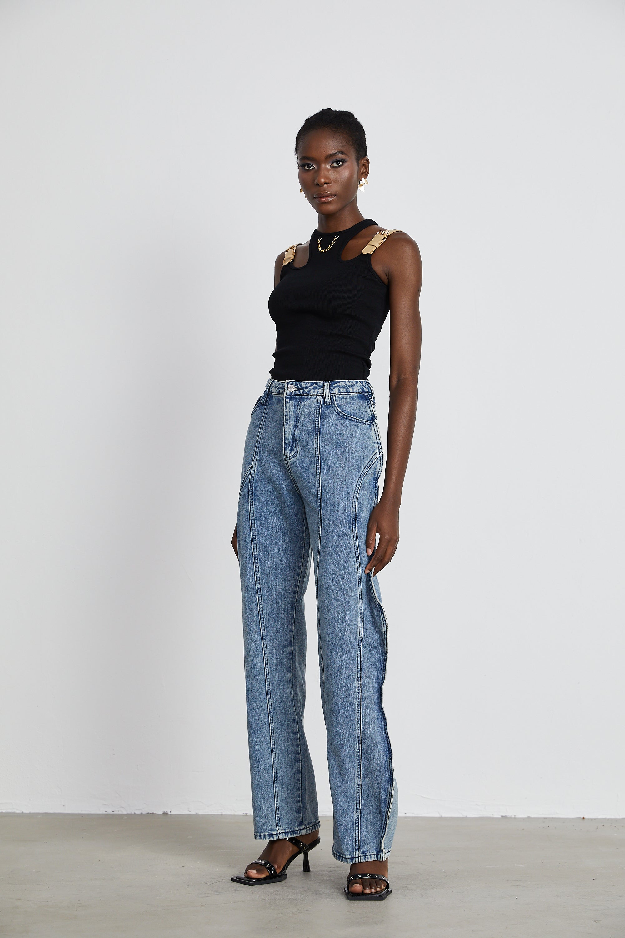 Brigitte asymmetric wide-leg jeans