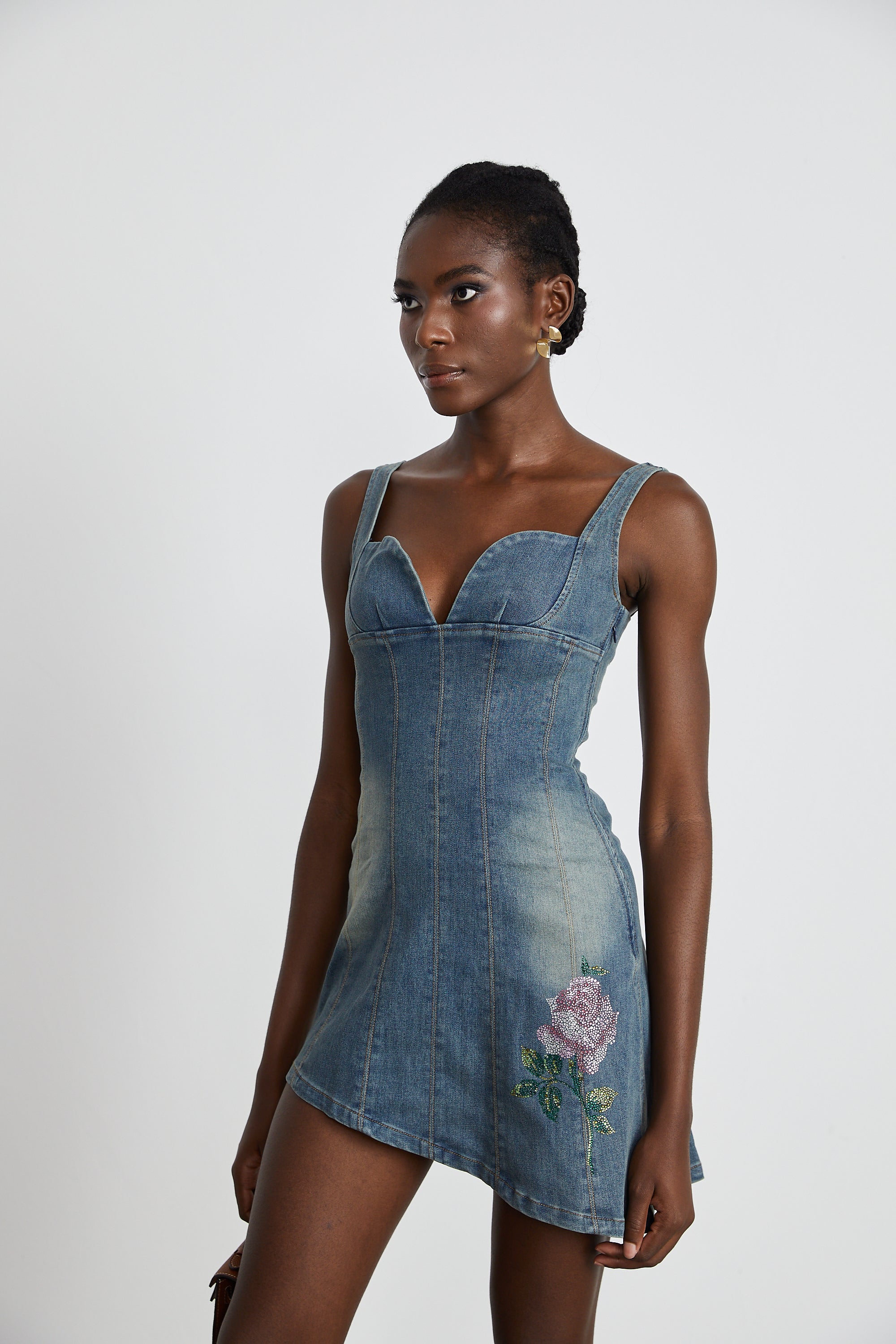 Seren embellished denim mini dress