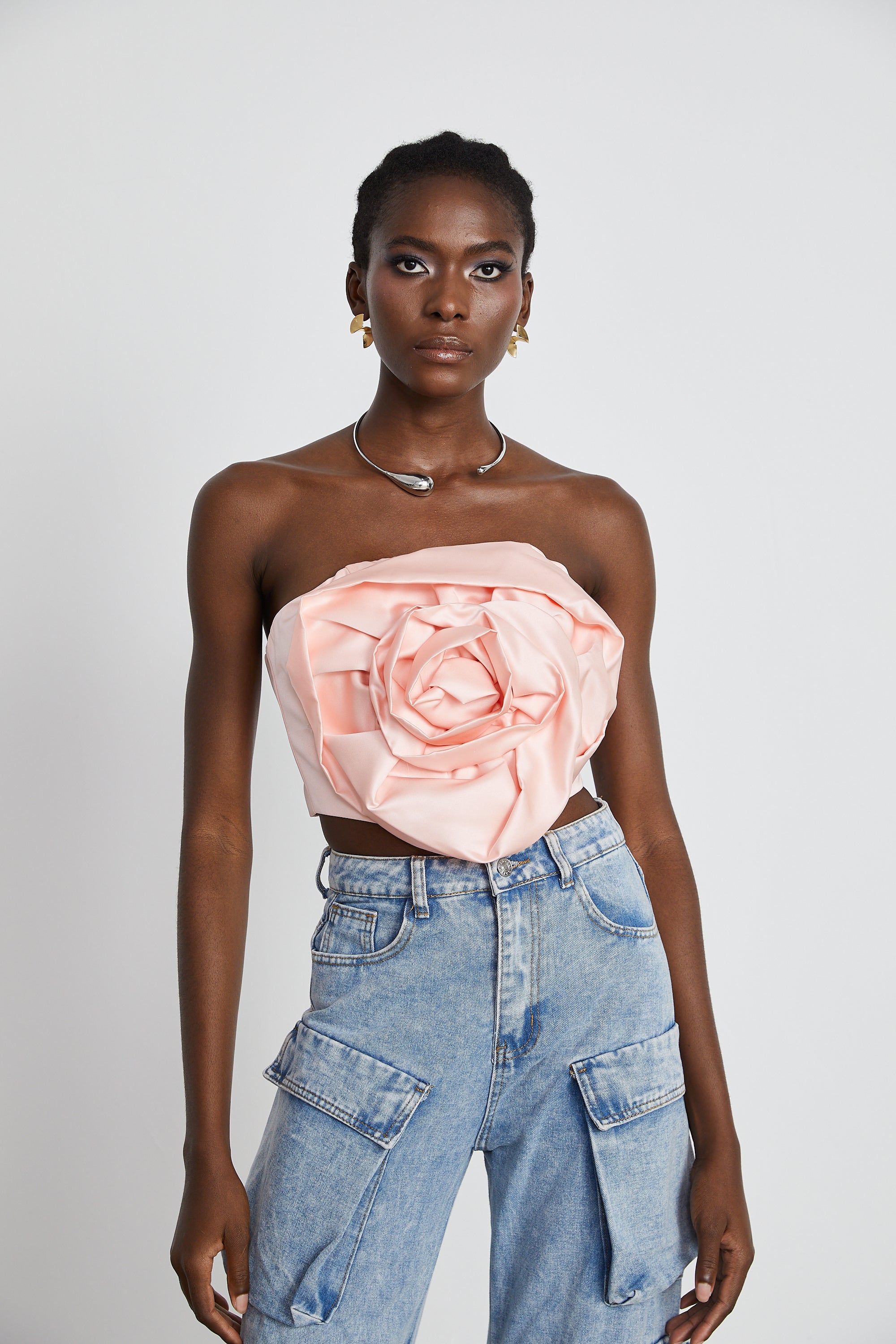 Solange pink floral off-shoulder top