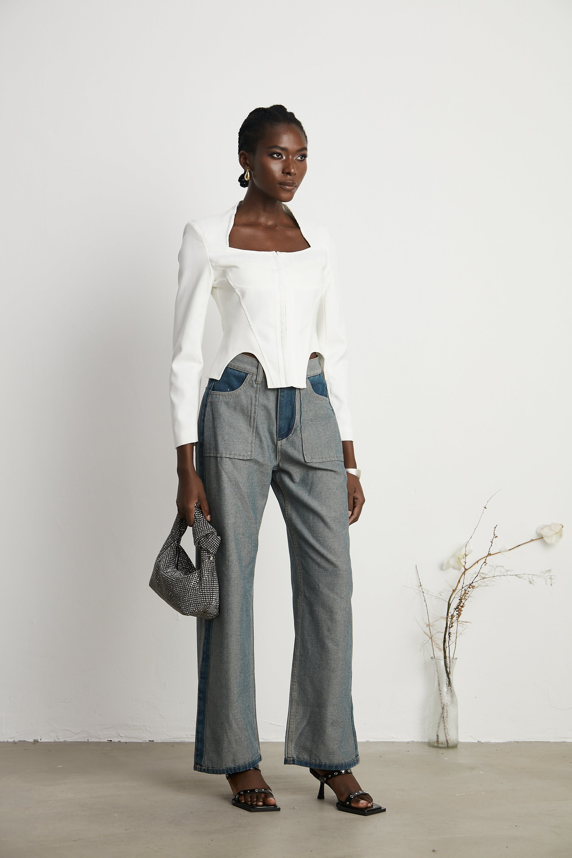 Clothilde wide-leg panelled jeans