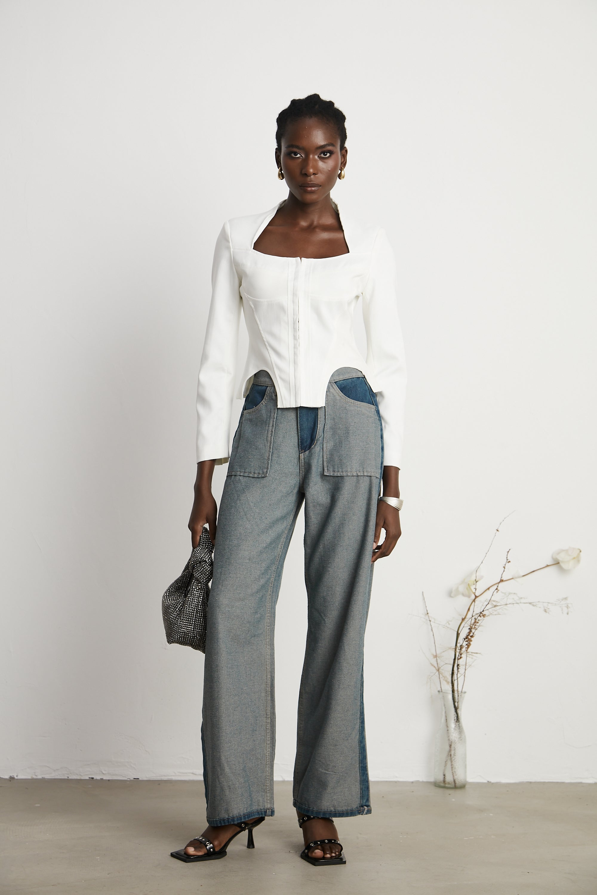 Clothilde wide-leg panelled jeans