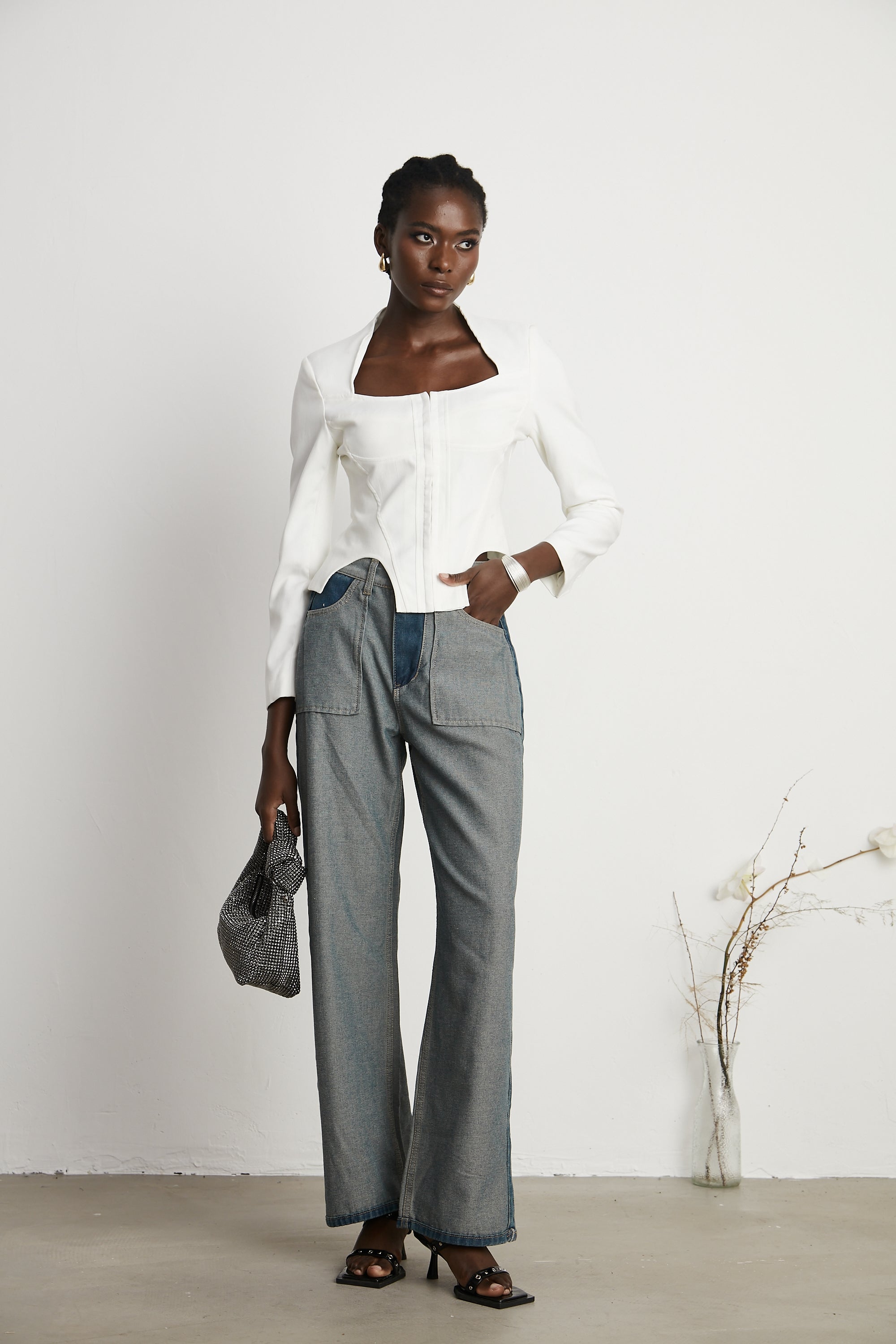 Clothilde wide-leg panelled jeans