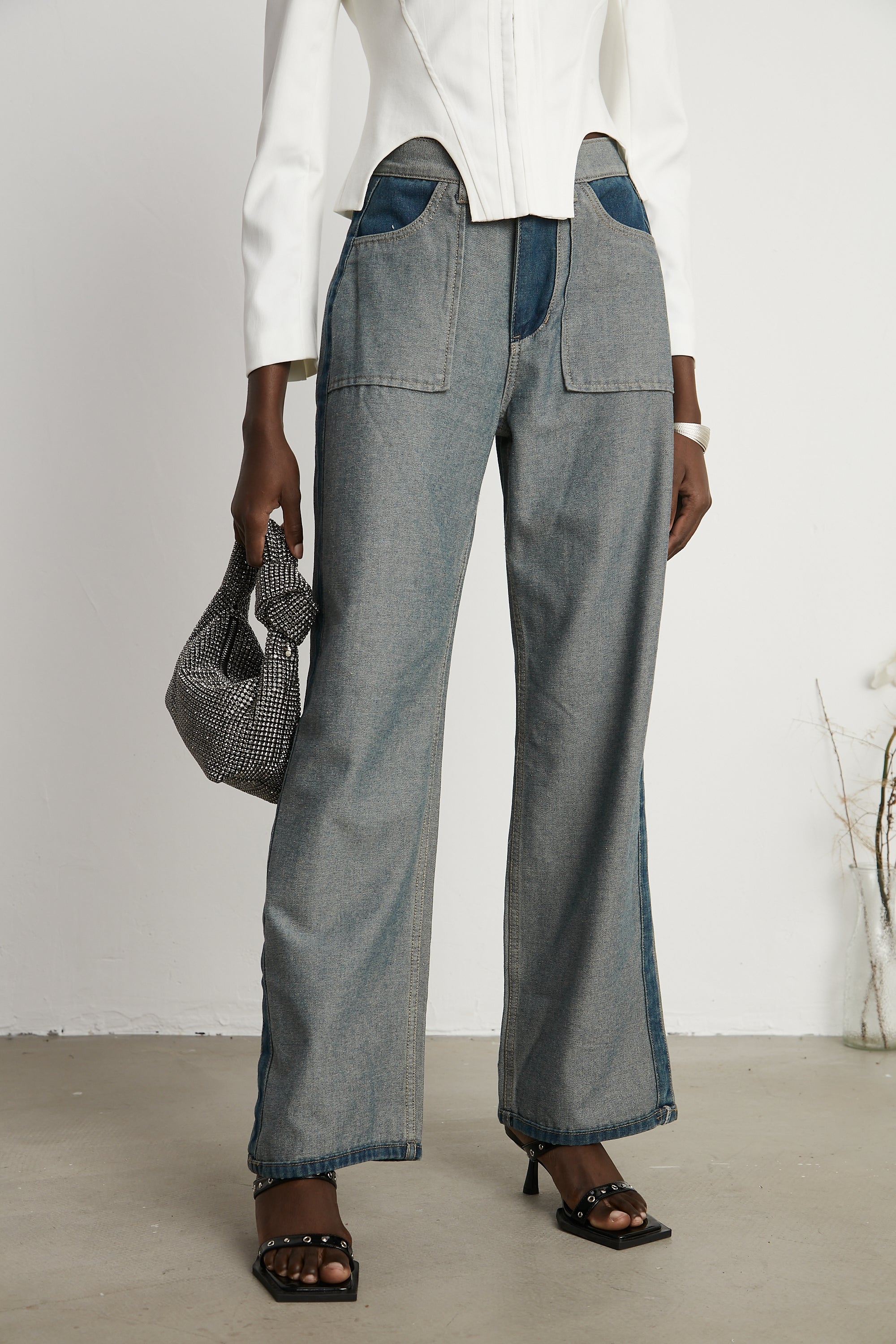 Clothilde wide-leg panelled jeans