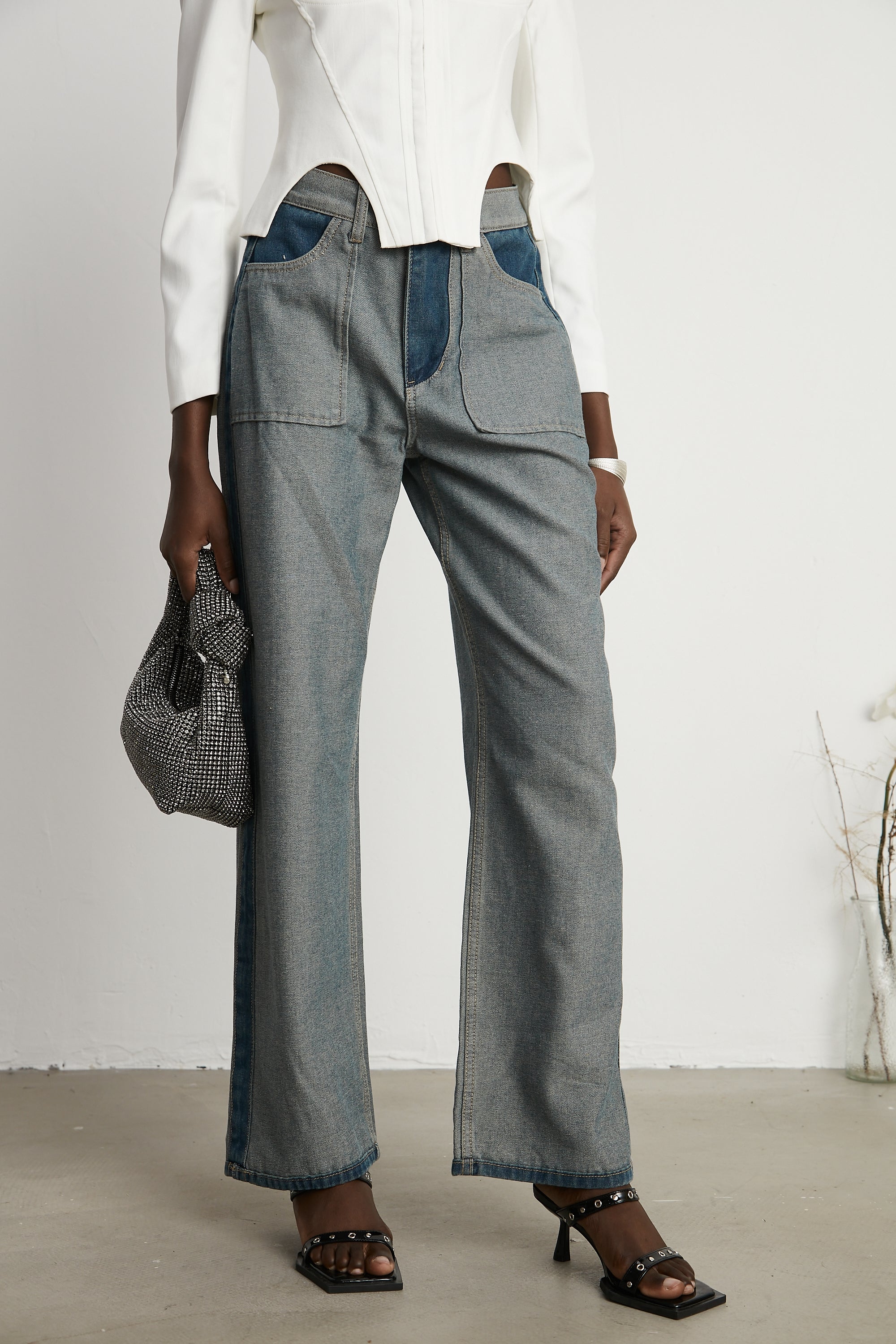 Clothilde wide-leg panelled jeans