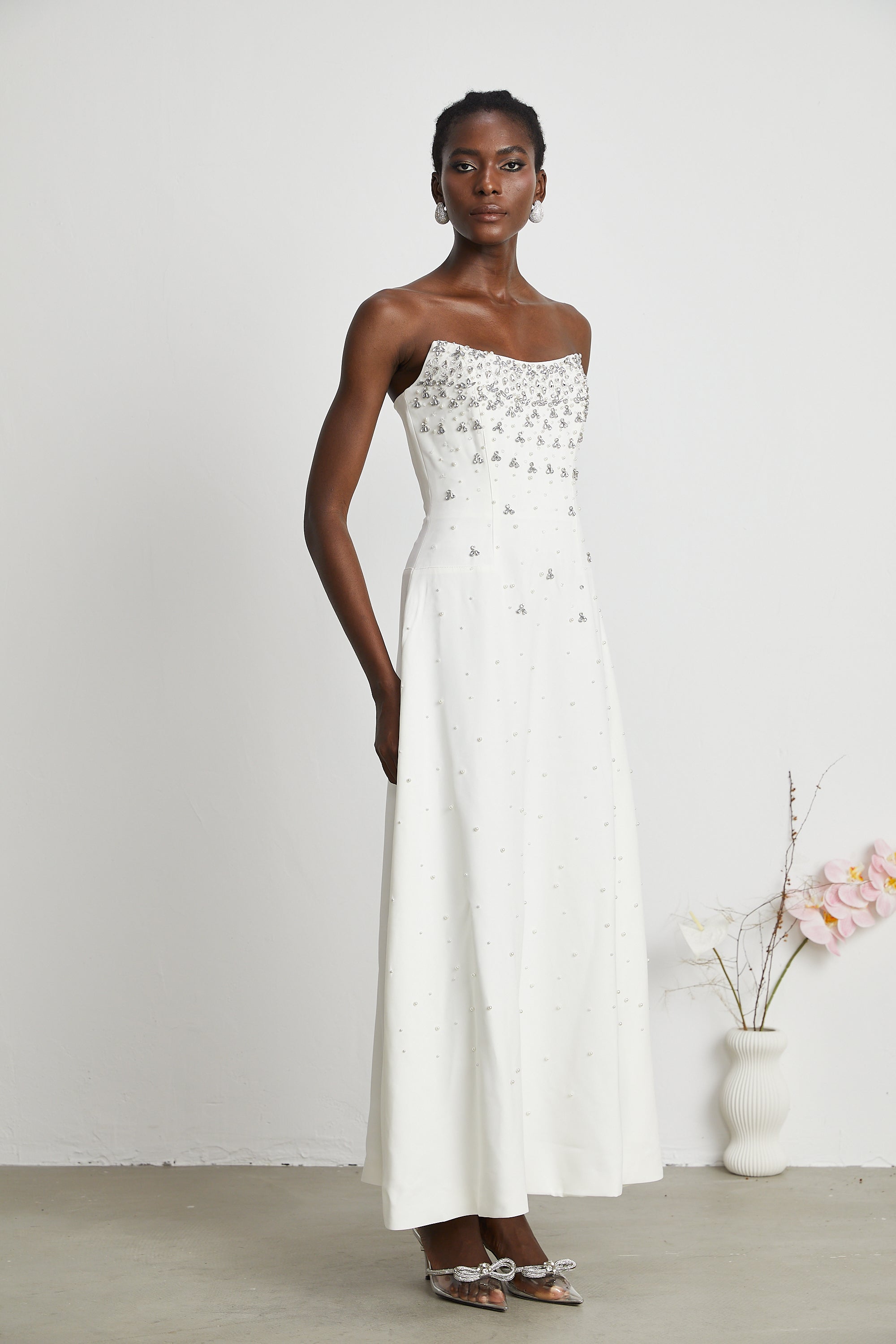 Melisande white embellished maxi dress