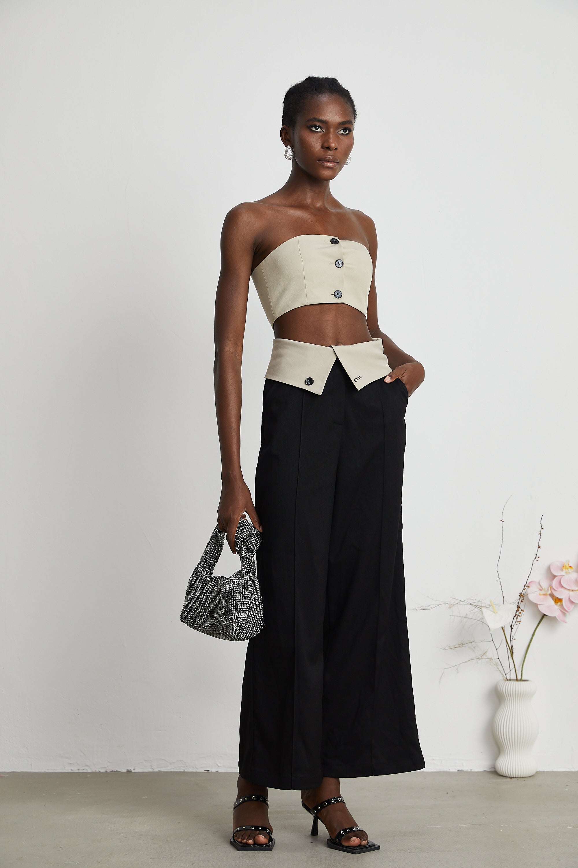 Savage-crop top & trousers matching set