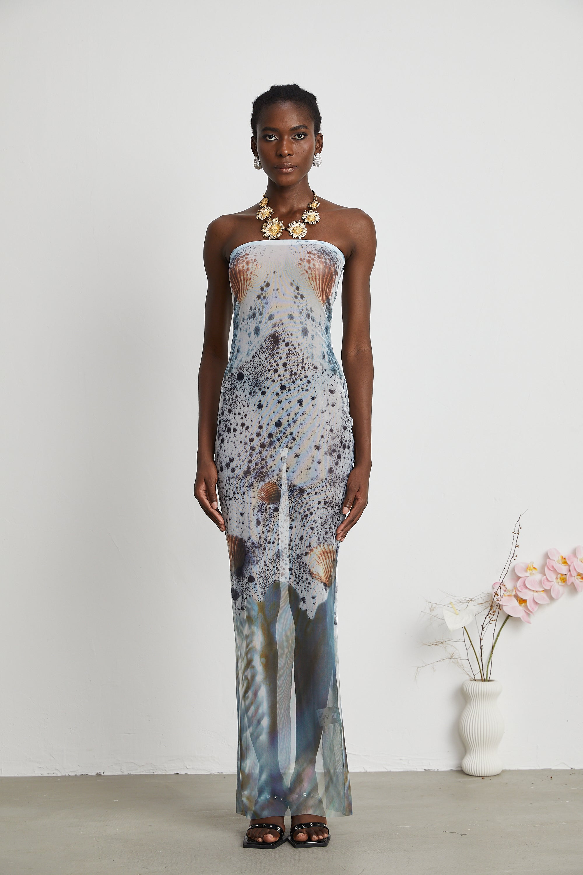 Simone sea foam maxi dress