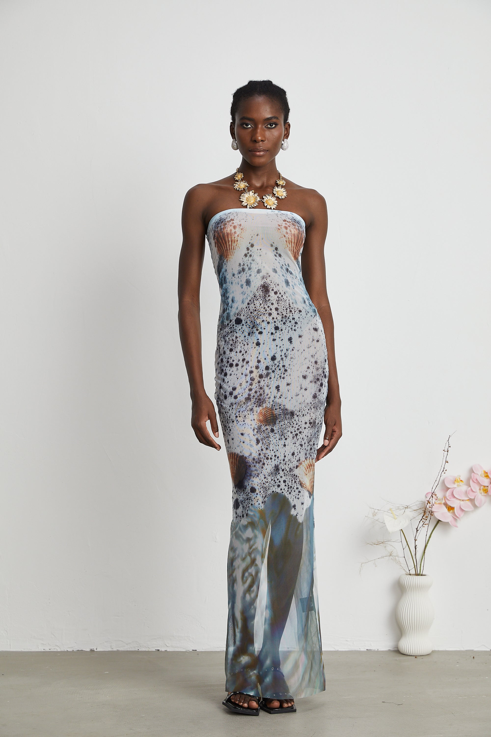 Simone sea foam maxi dress