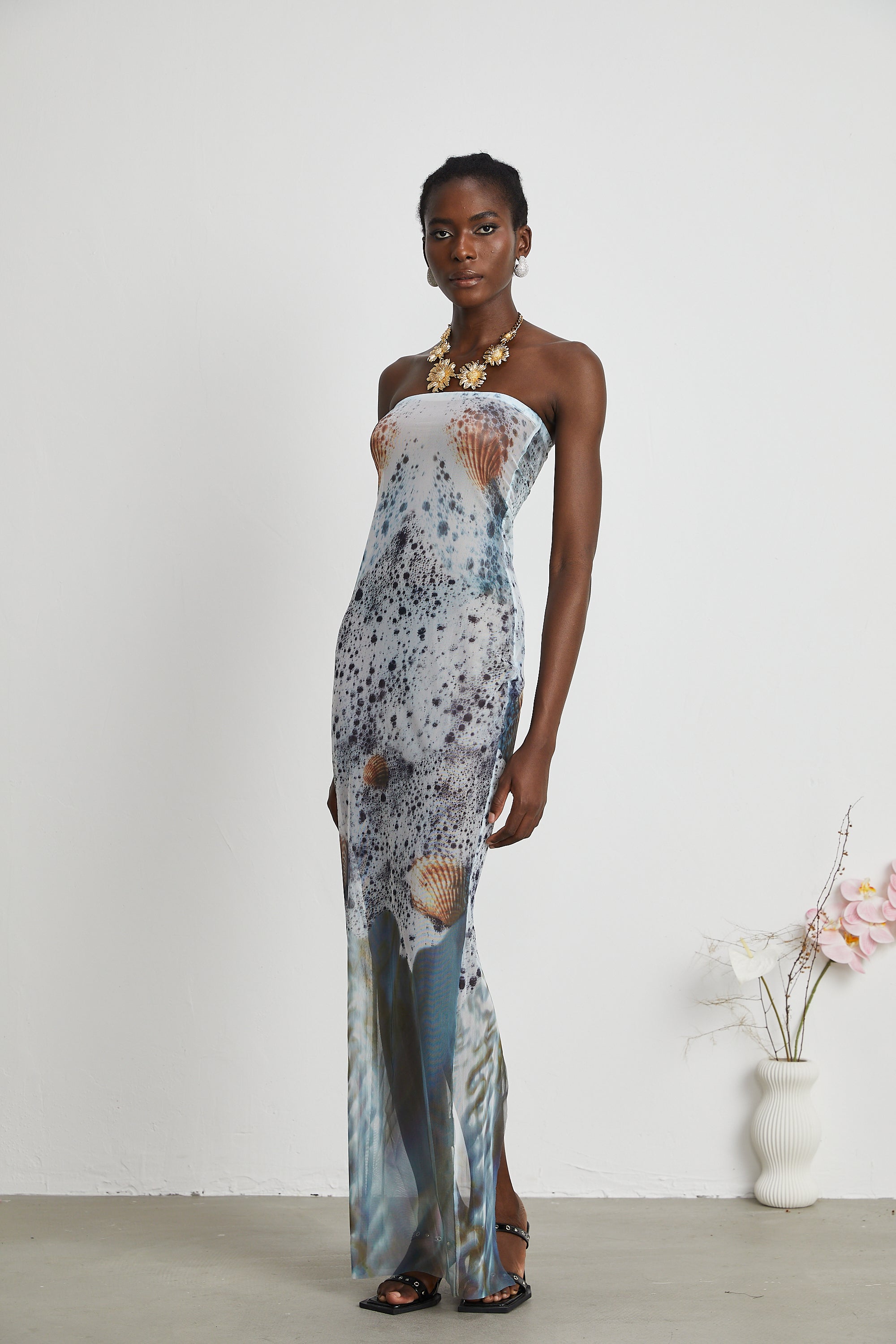 Simone sea foam maxi dress