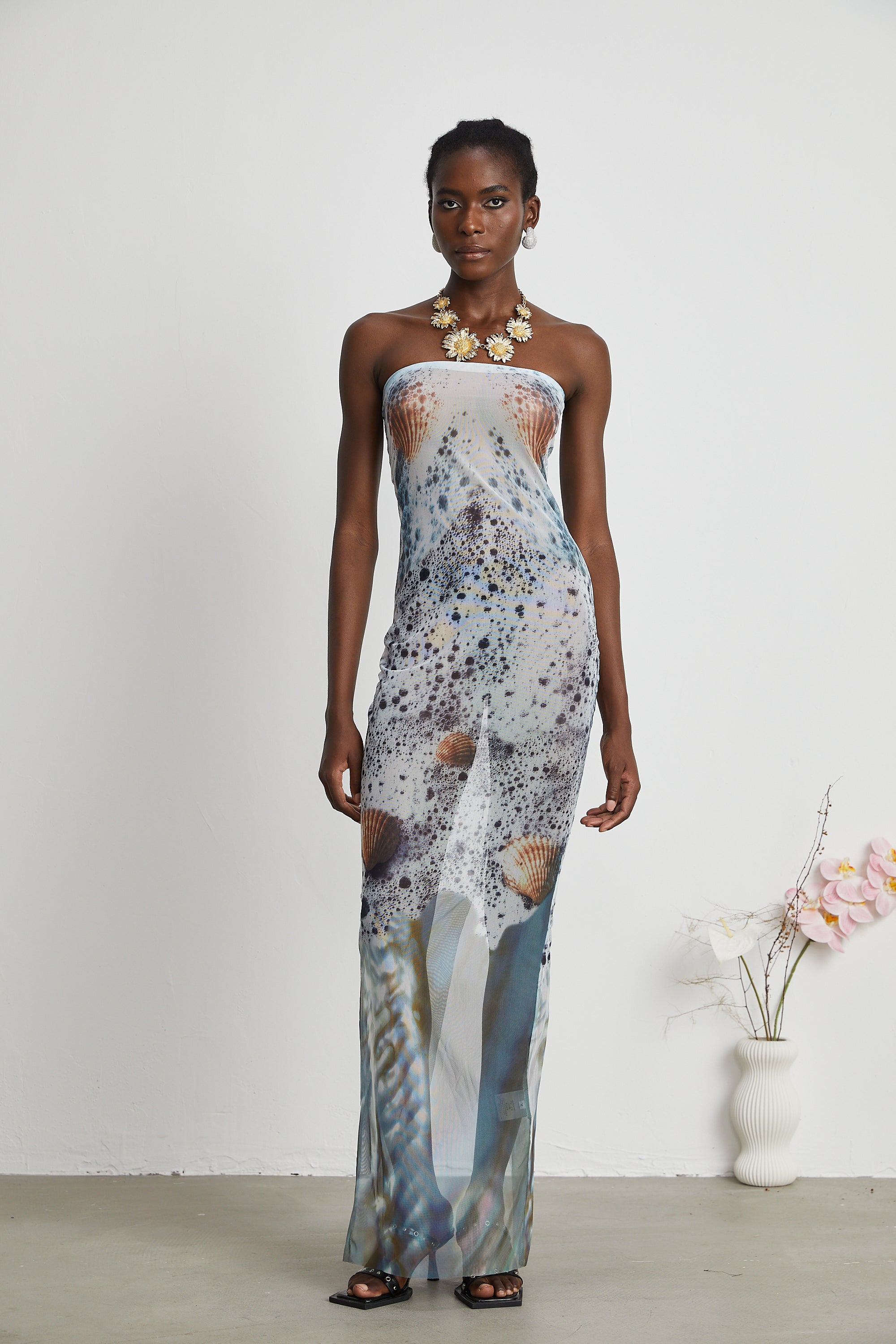 Simone sea foam maxi dress