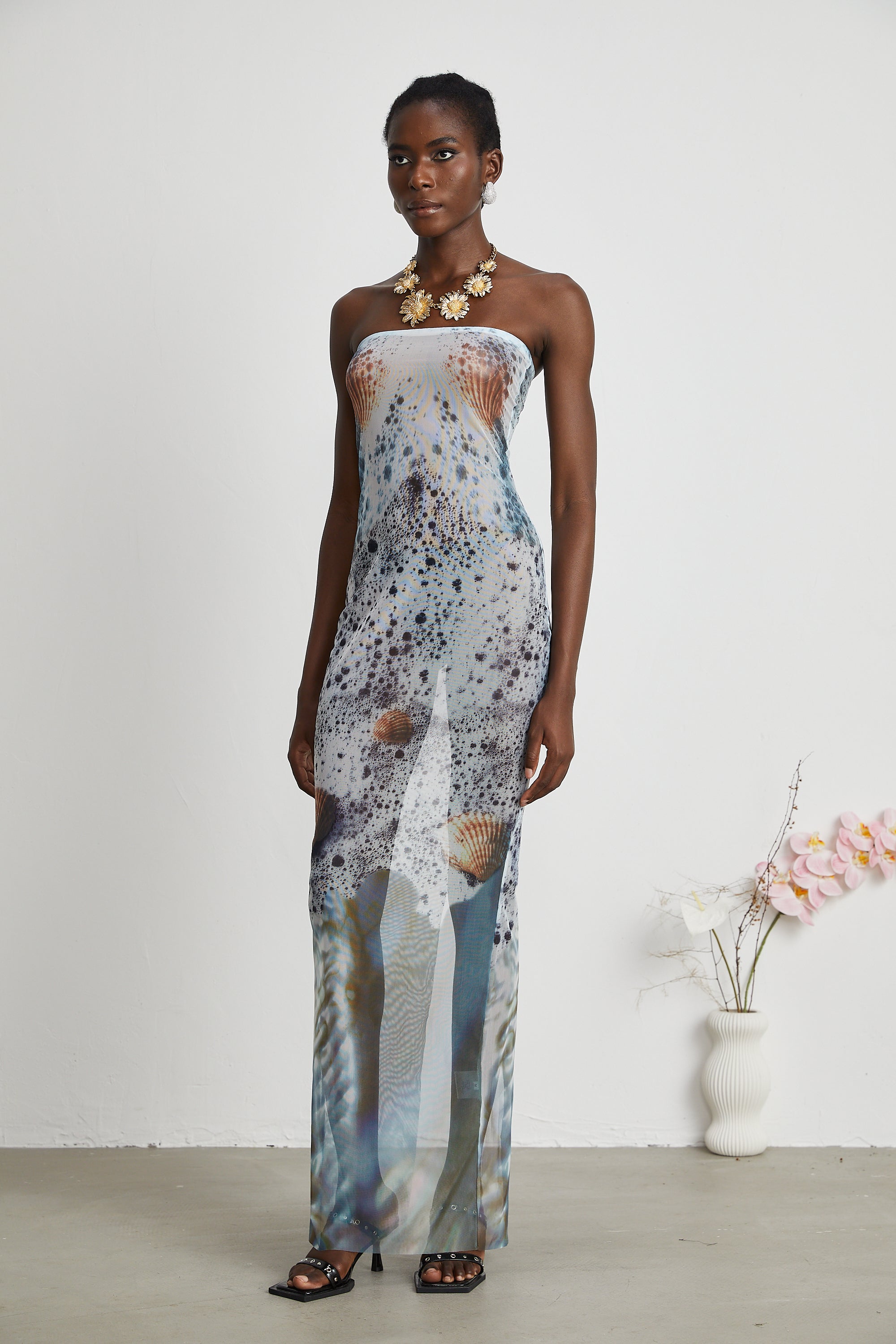 Simone sea foam maxi dress