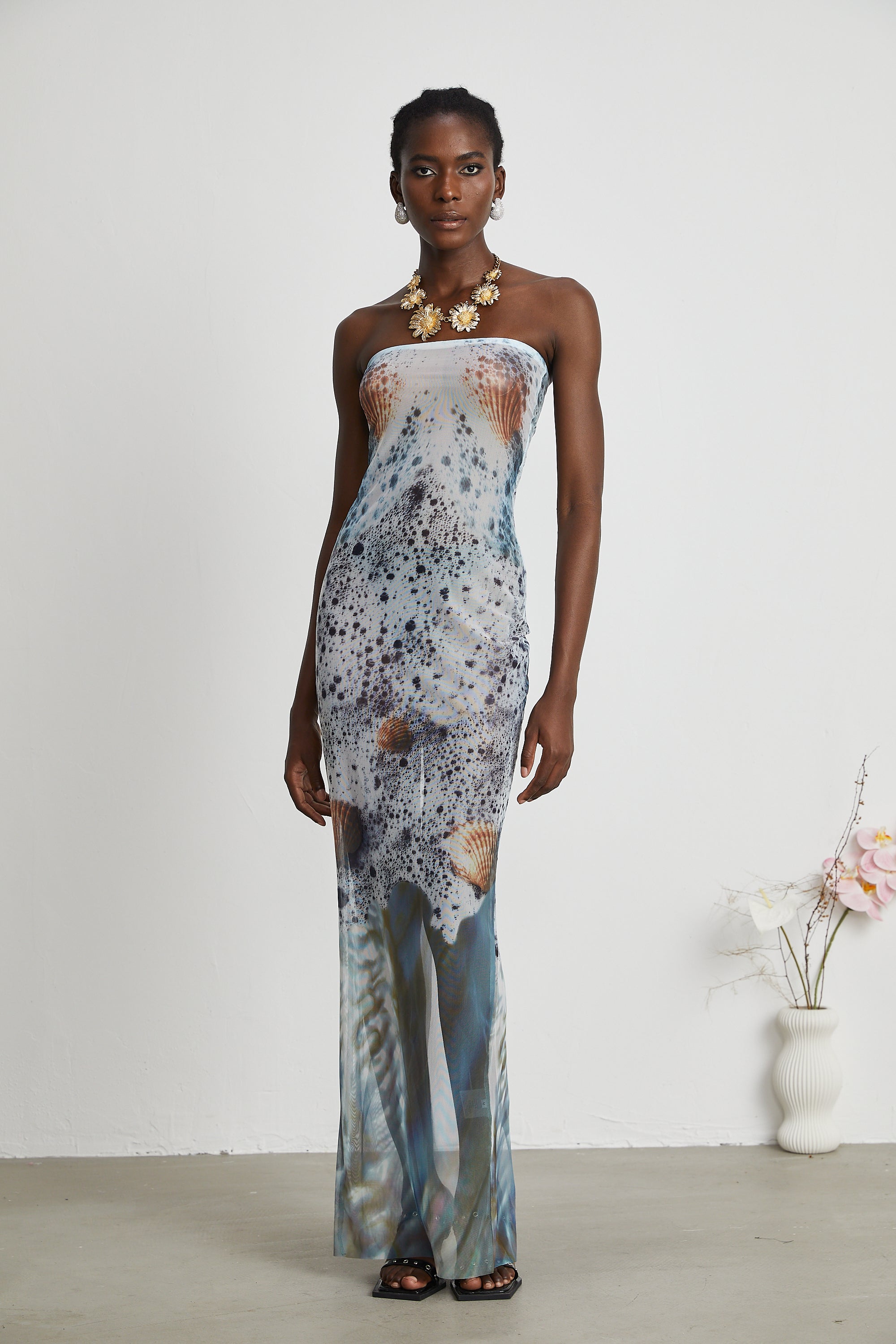 Simone sea foam maxi dress