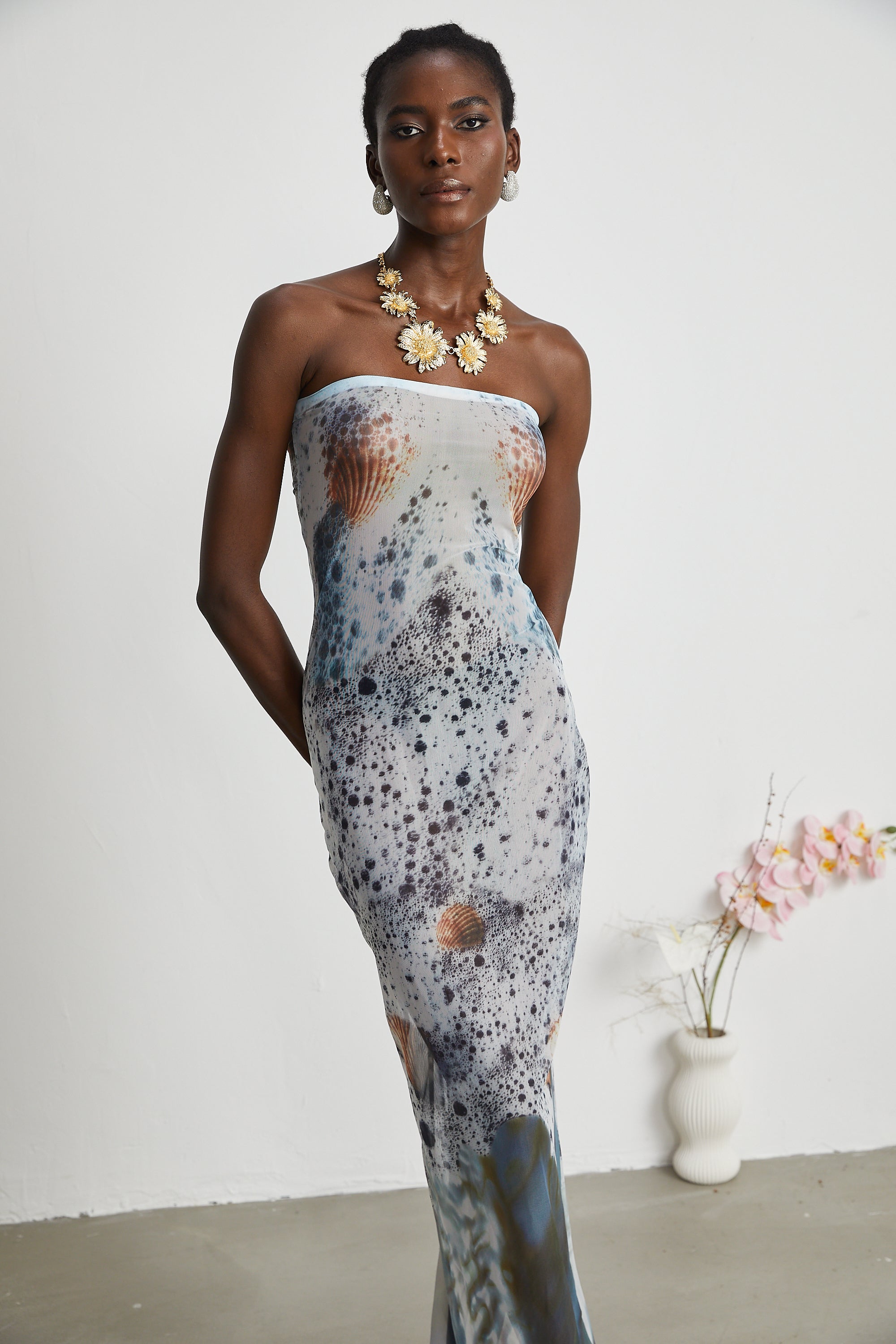 Simone sea foam maxi dress