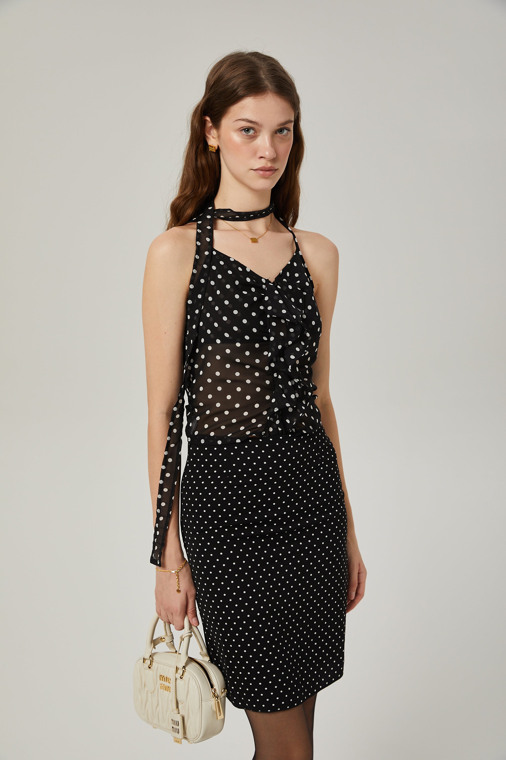 Céleste polka dot print top