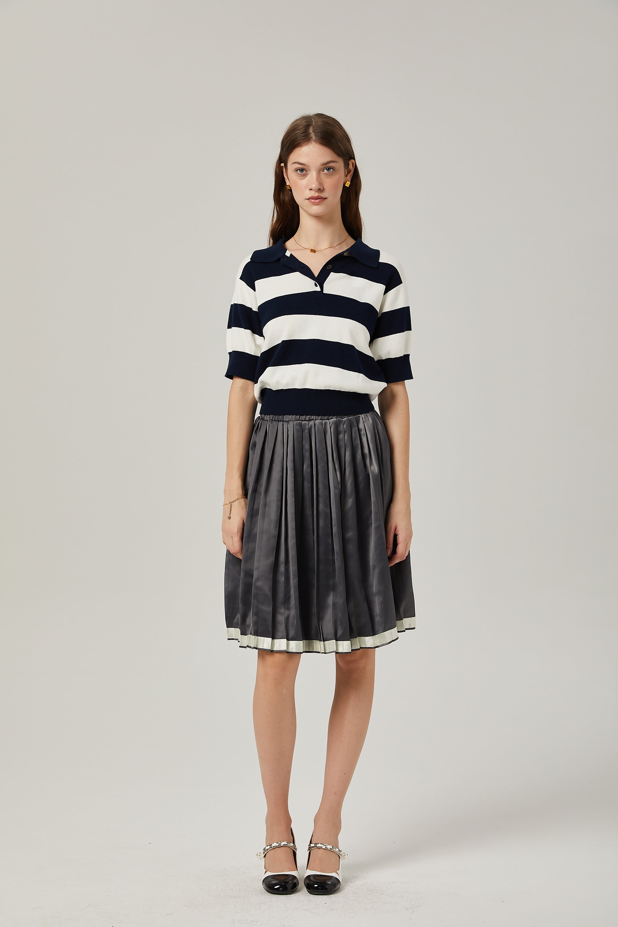 Rosalie color-blocked pleated skirt