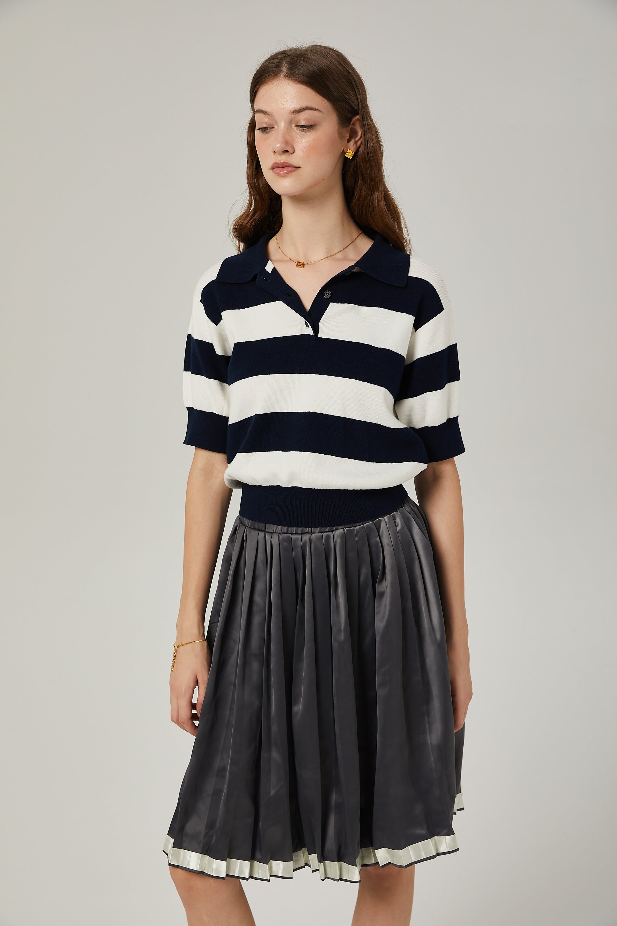 Rosalie color-blocked pleated skirt