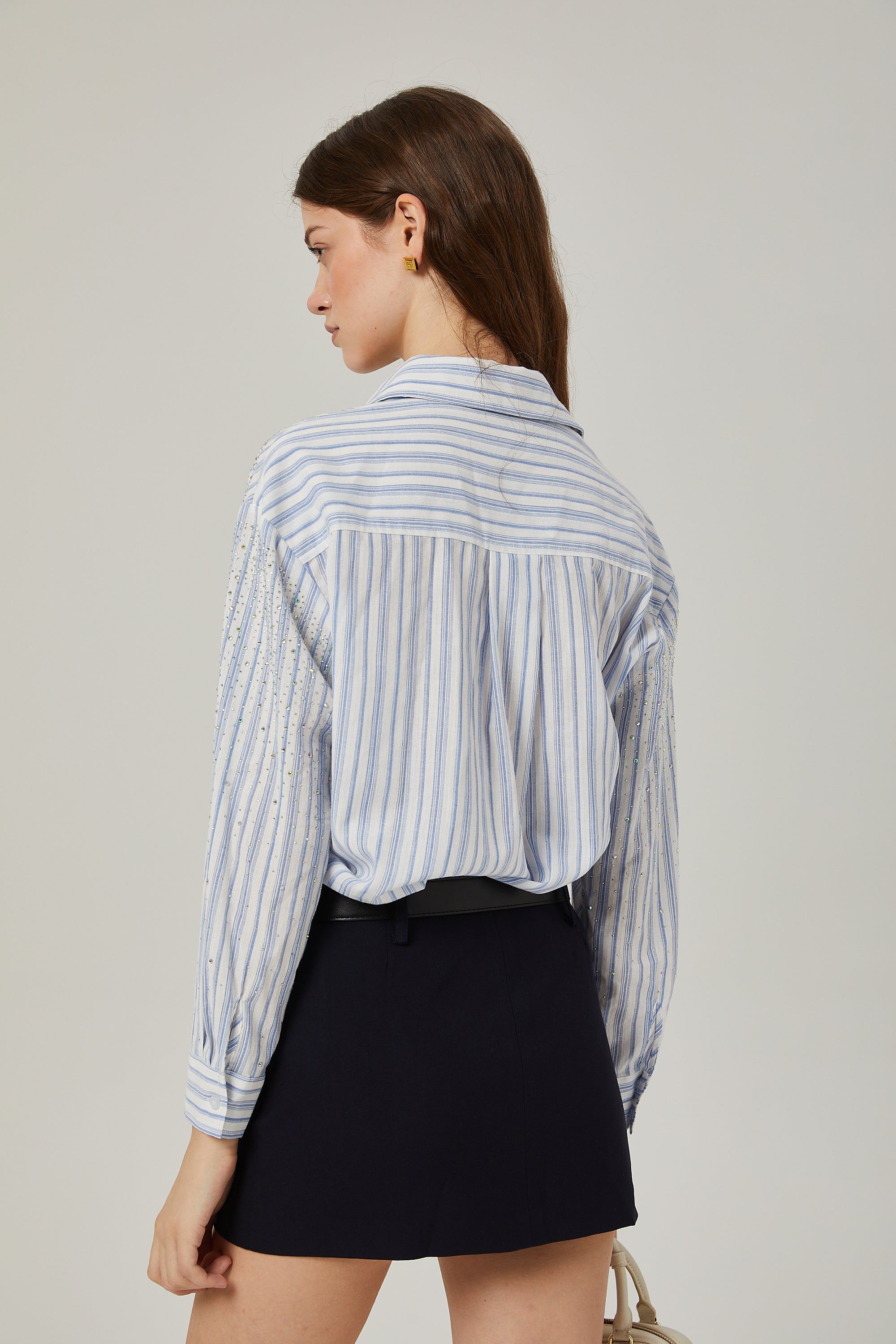 Vivien embellished pinstripe-pattern shirt