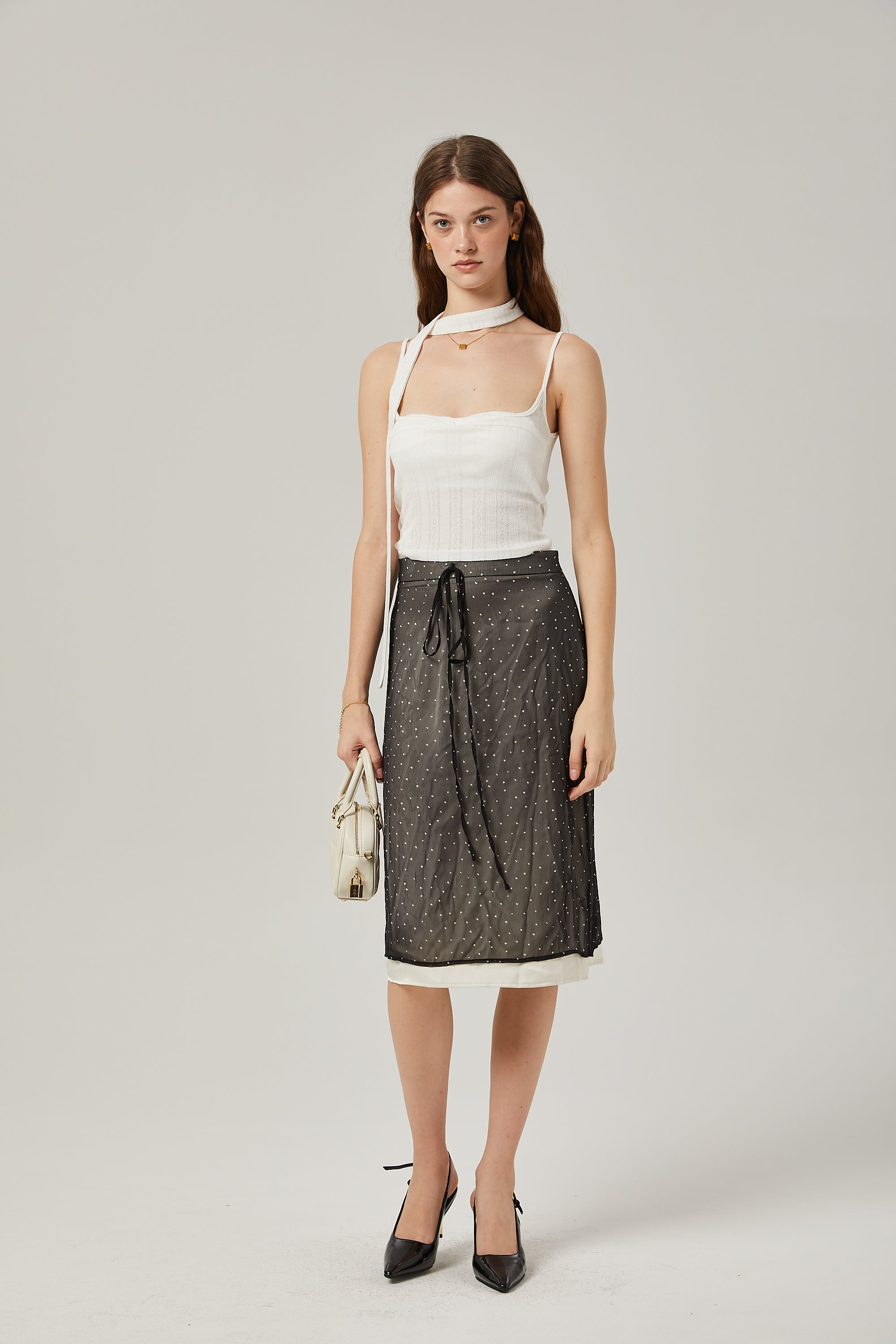 Gisèle tie-waisted polka dot print skirt