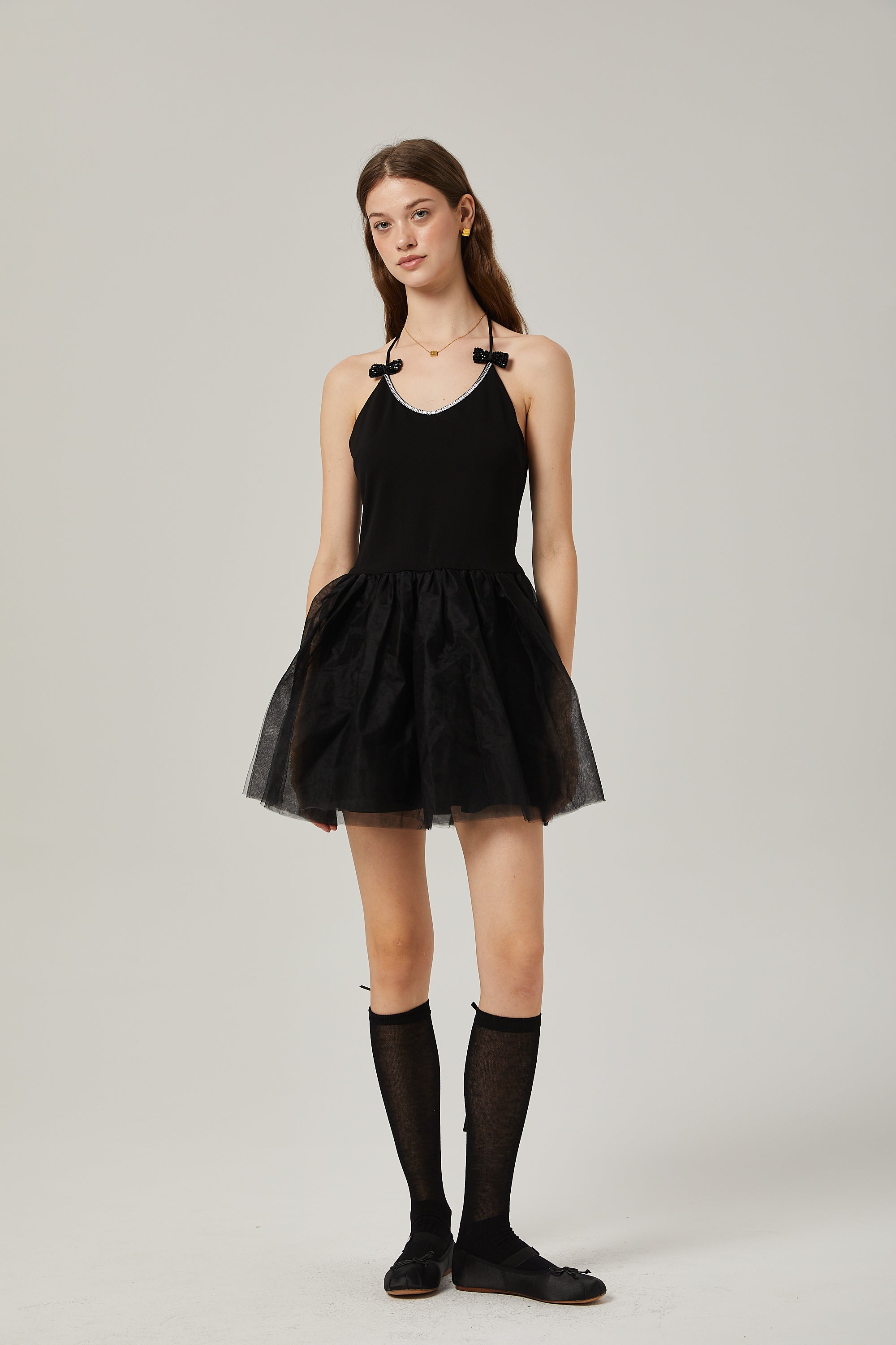 Juliette tulle bow-embellished mini dress