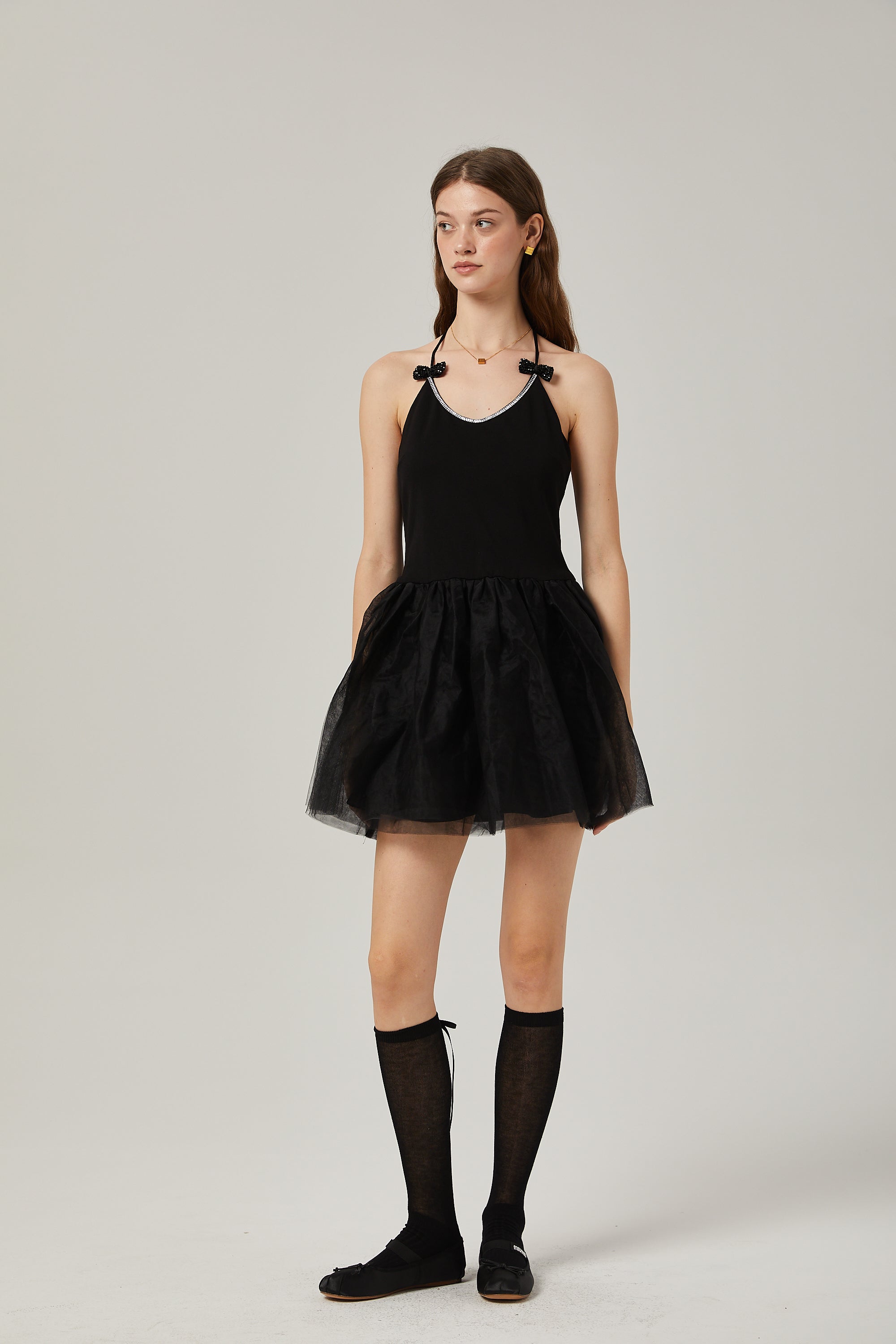 Juliette tulle bow-embellished mini dress