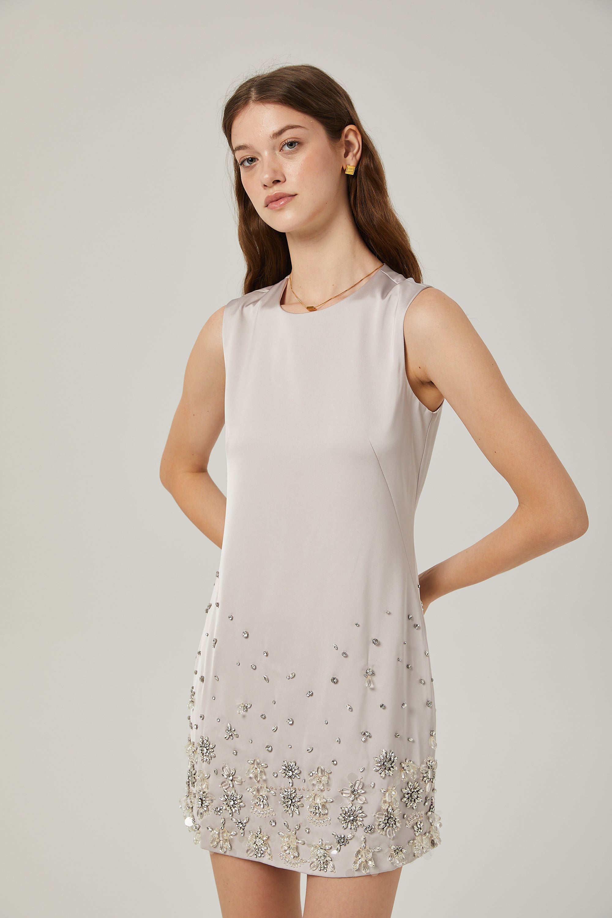 Raquel bead-embellished sleeveless mini dress