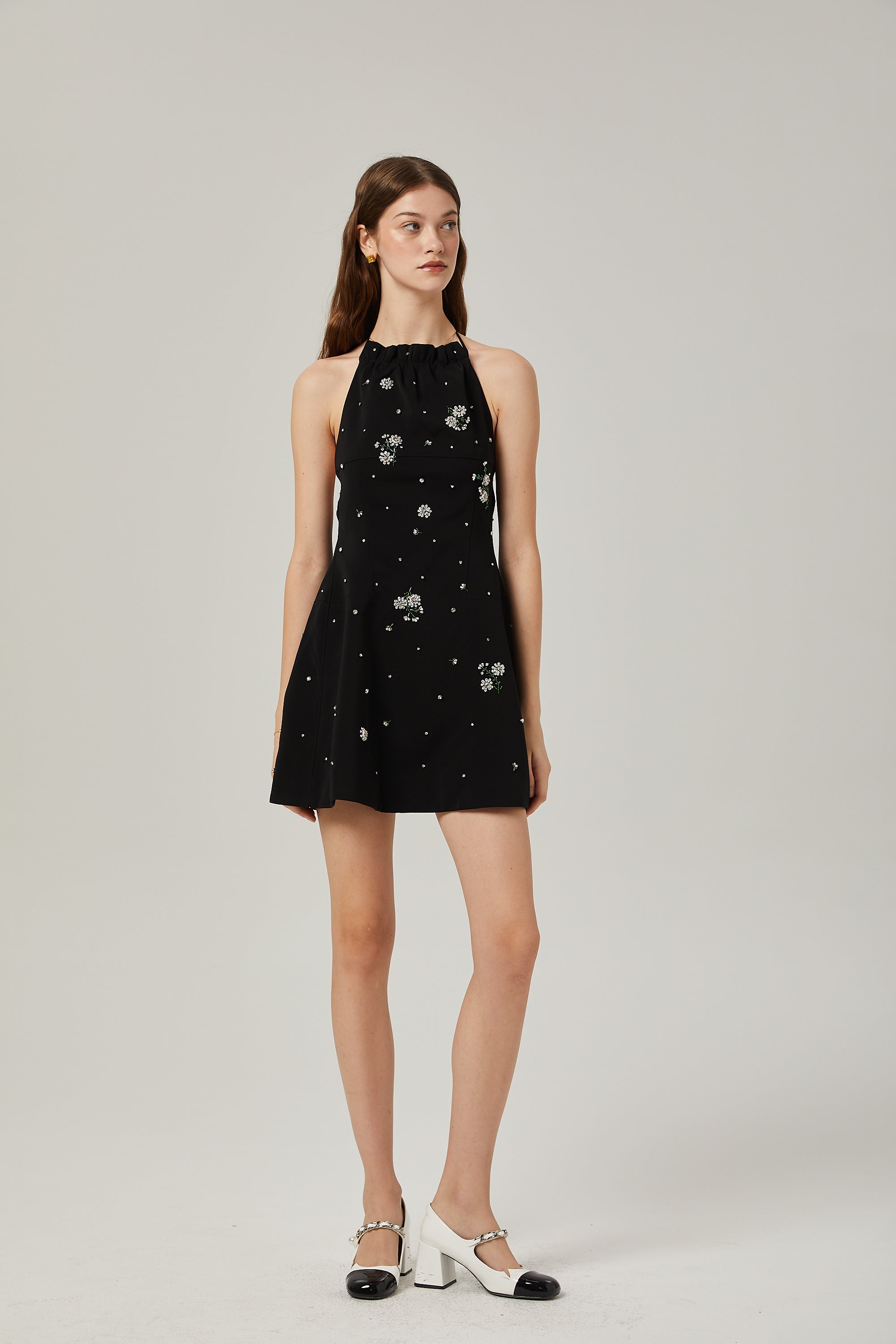 Ariane crystal-embellished pleated mini dress