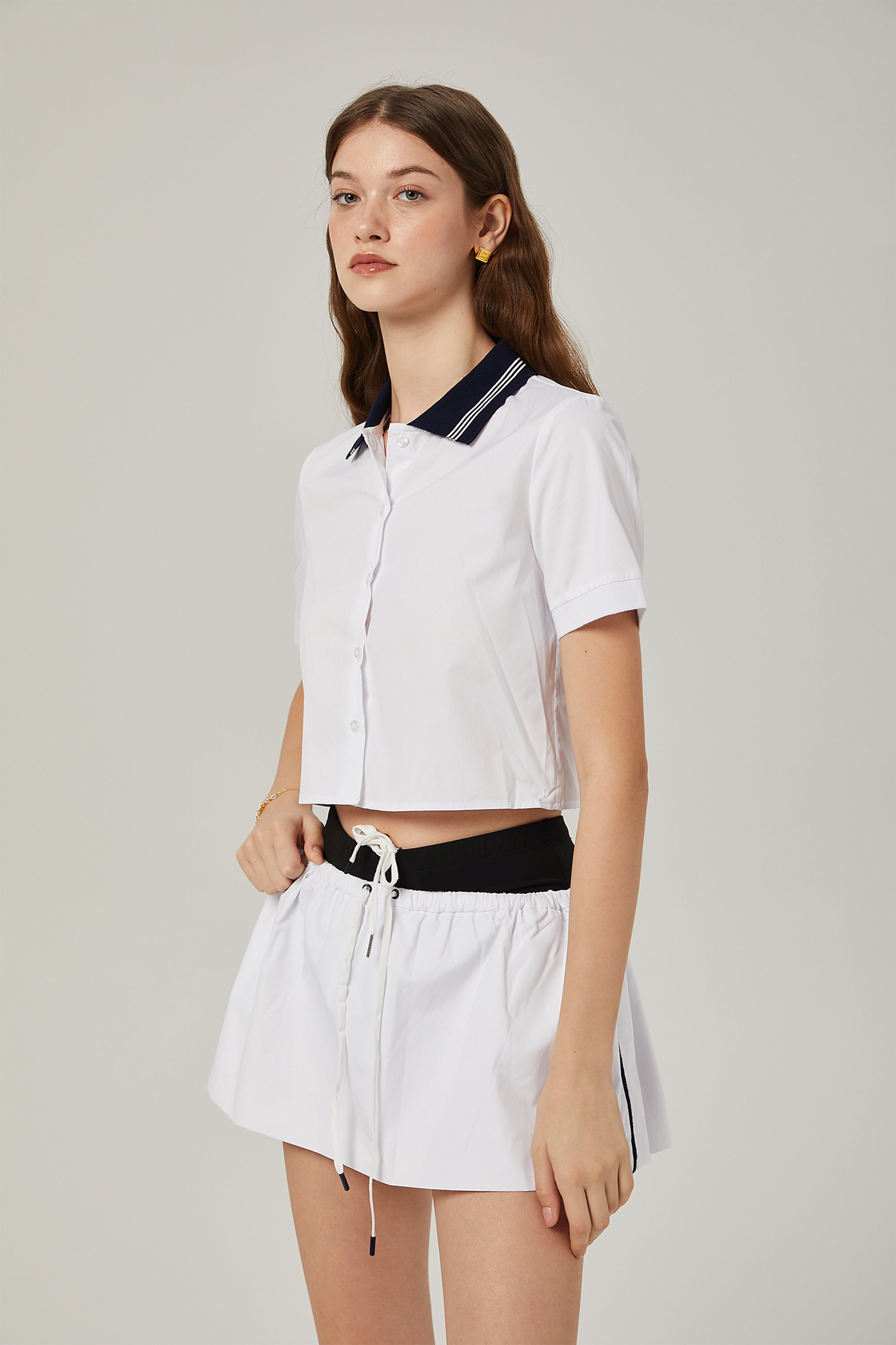 Sandrine color-block shirt & skirt matching set