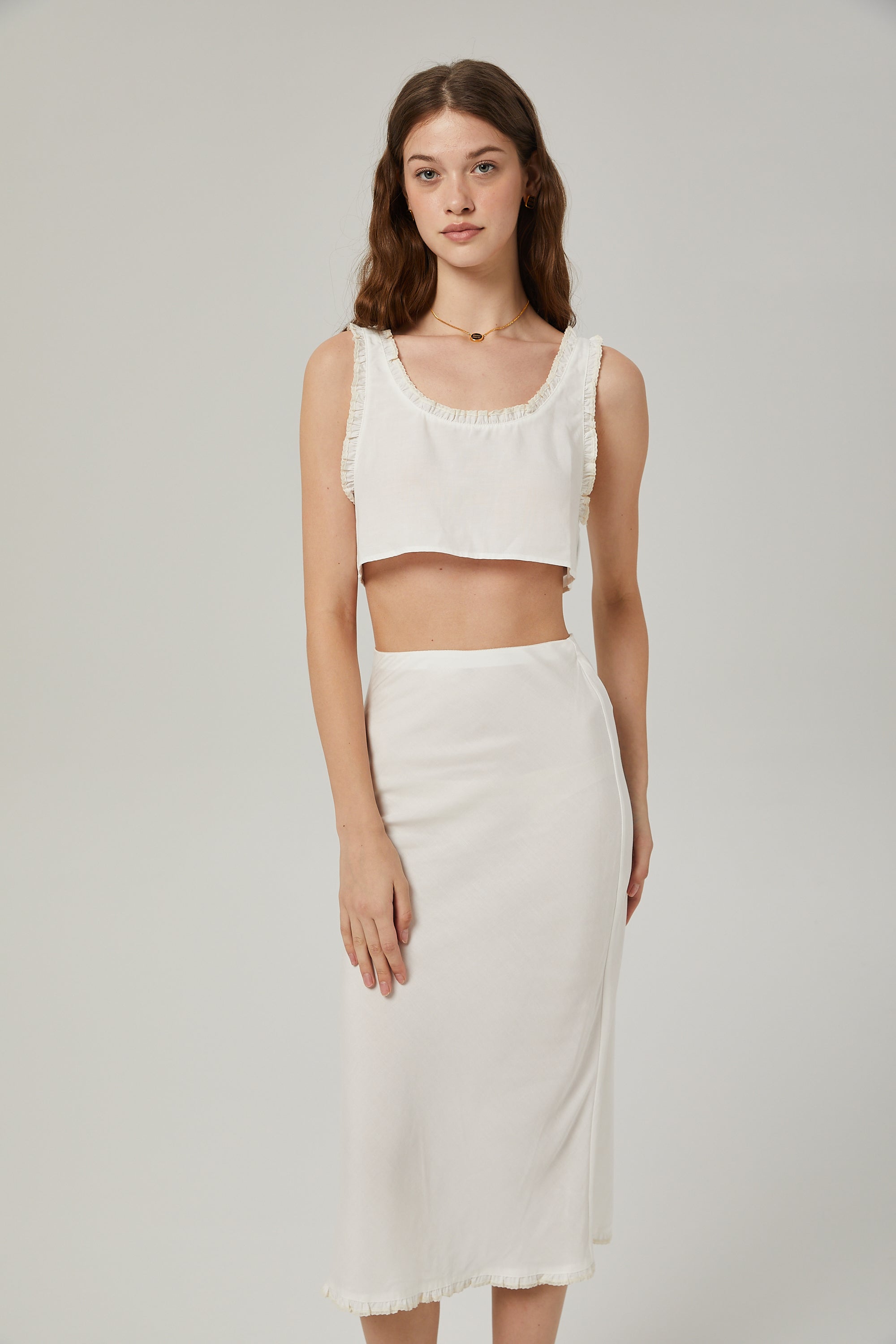 Tilda ruffled-trim top & skirt matching set