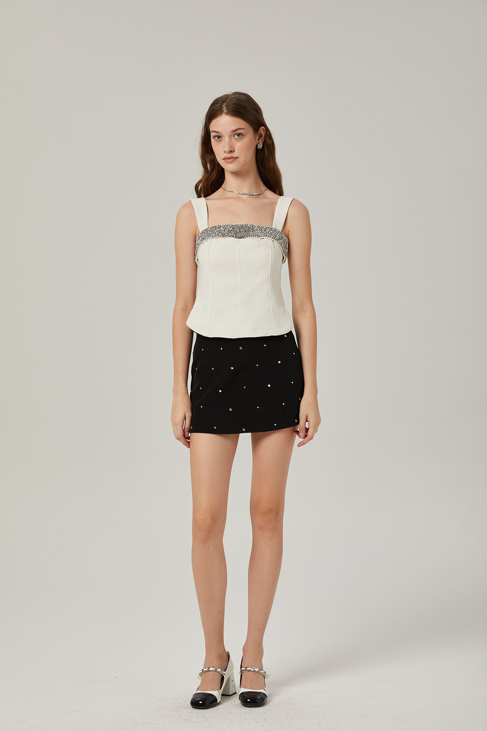 Blanche crystal-embellished top