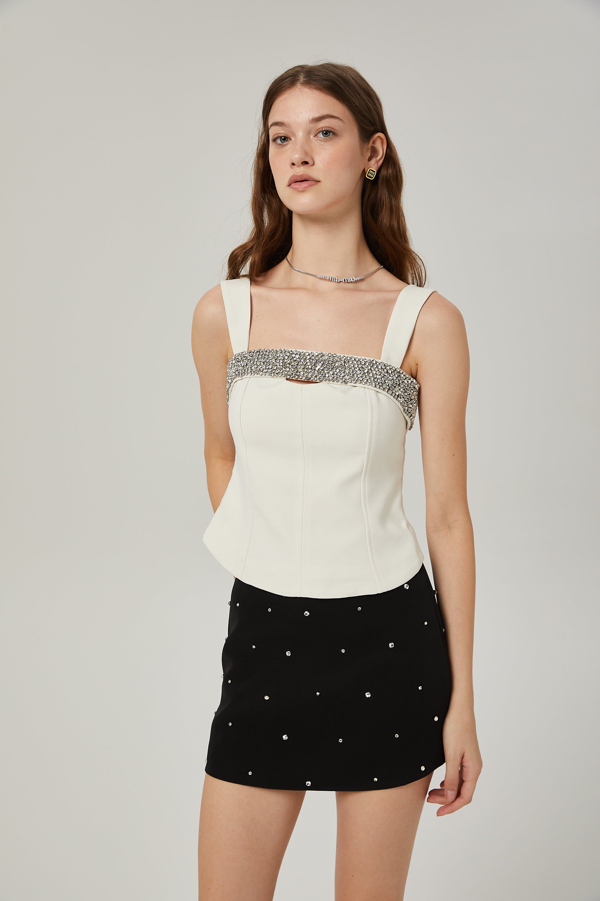 Blanche crystal-embellished top