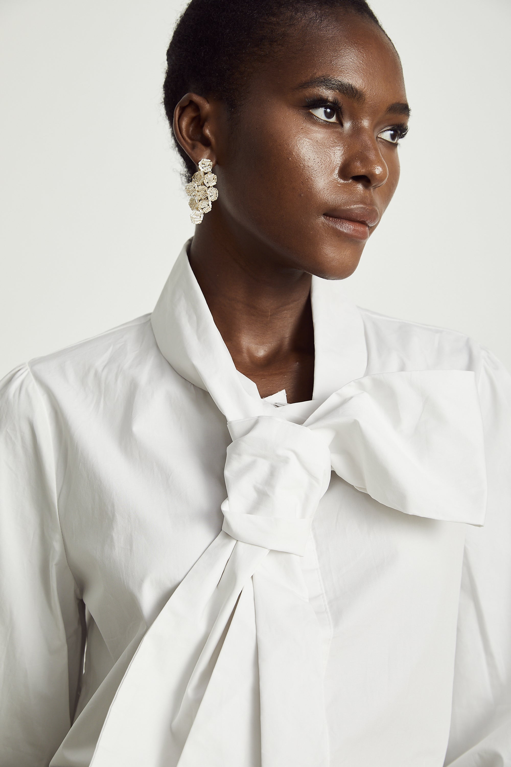 Solène white tie-front cotton shirt