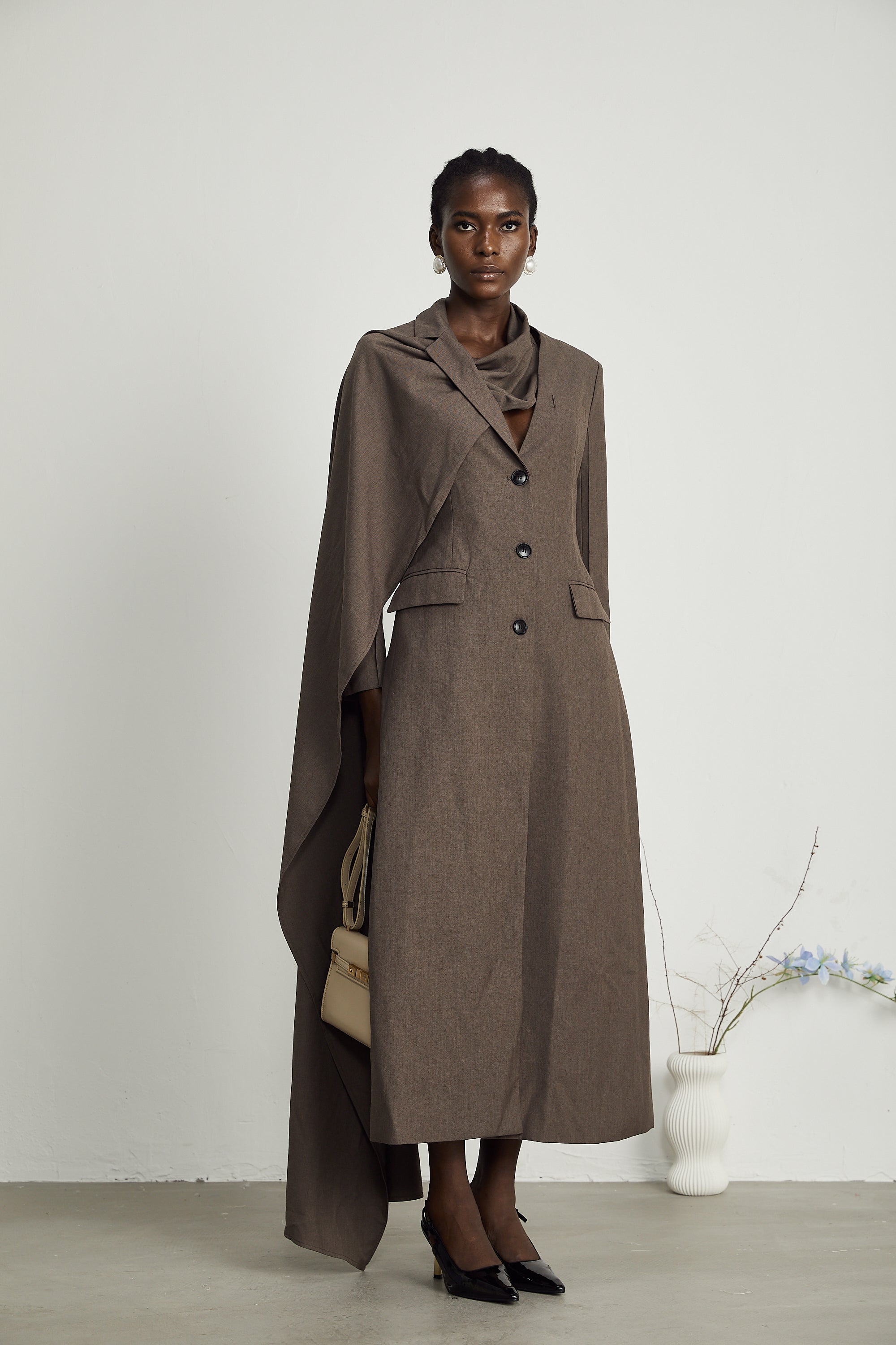 Cyrielle scarf-neck trench coat