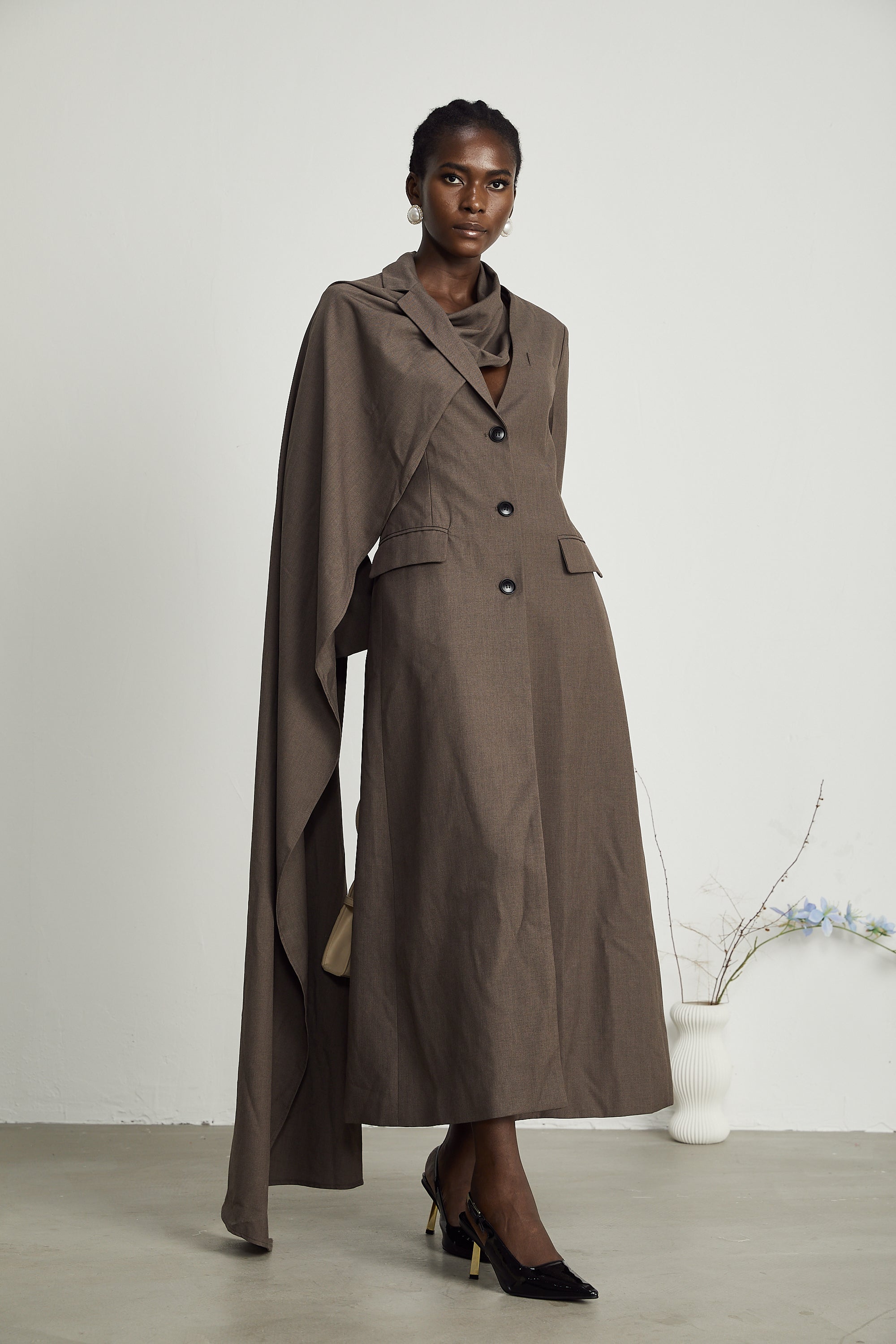 Cyrielle scarf-neck trench coat